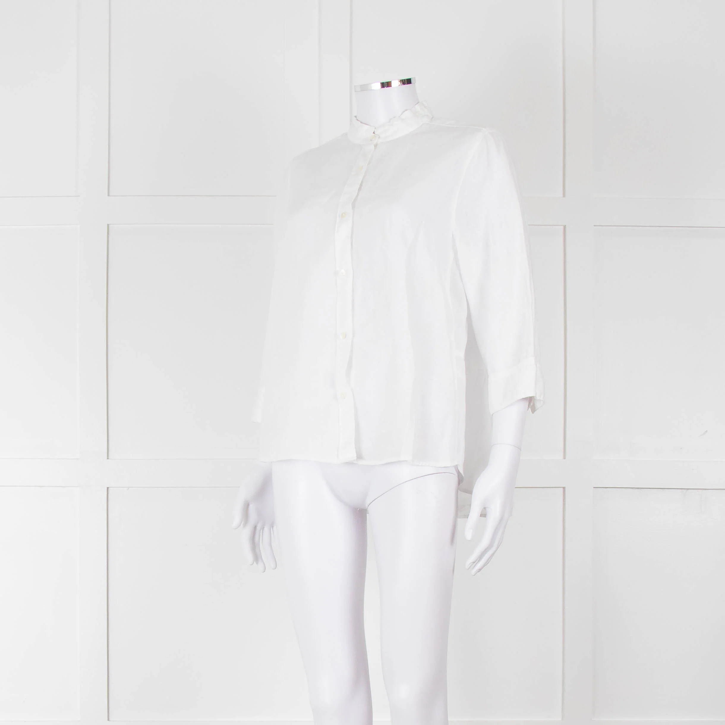 Rosso35 White Linen Tiered Back Shirt - Image 8