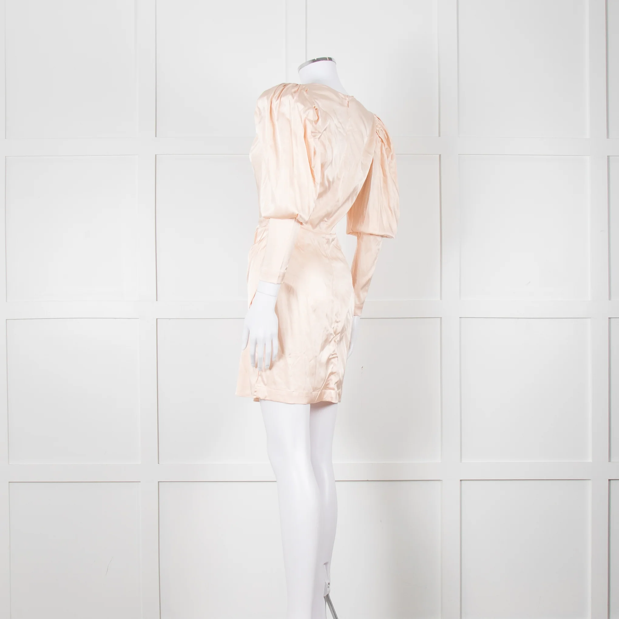 Rotate Aiken Pink V Neck Puff Shoulder Wrap Mini Dress - Image 6