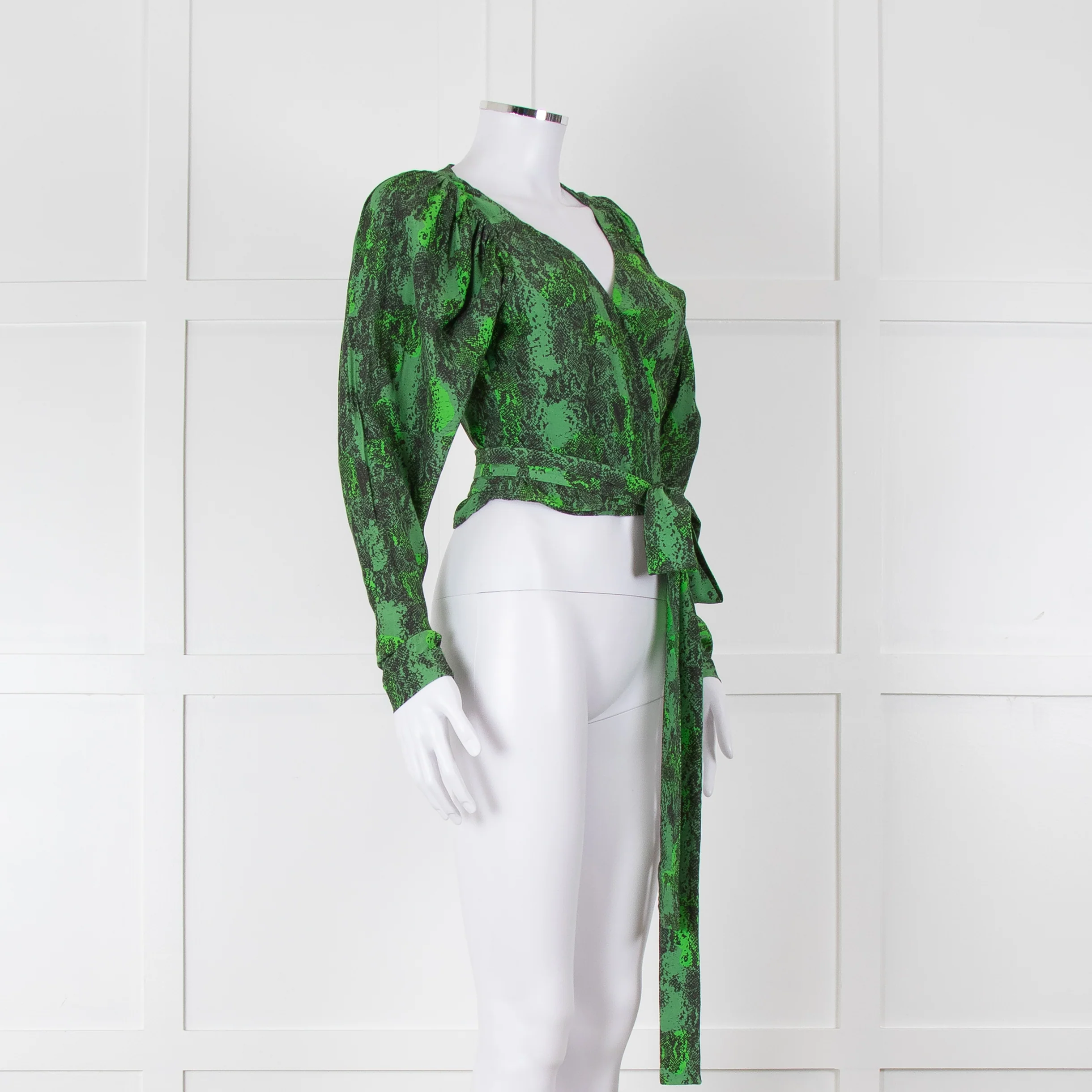 Rotate Green Snake Skin Wrap Long Sleeve Top - Image 2
