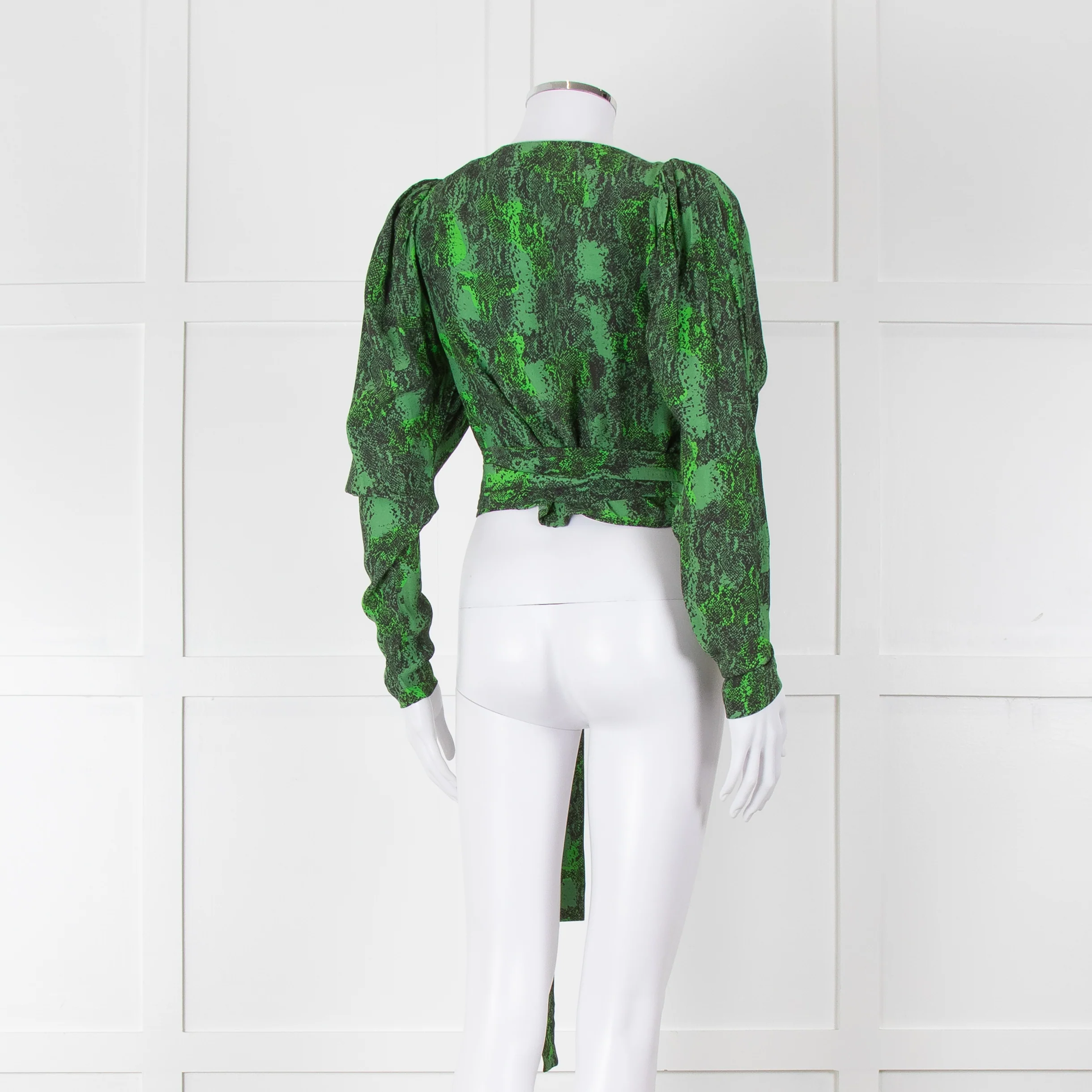 Rotate Green Snake Skin Wrap Long Sleeve Top - Image 4