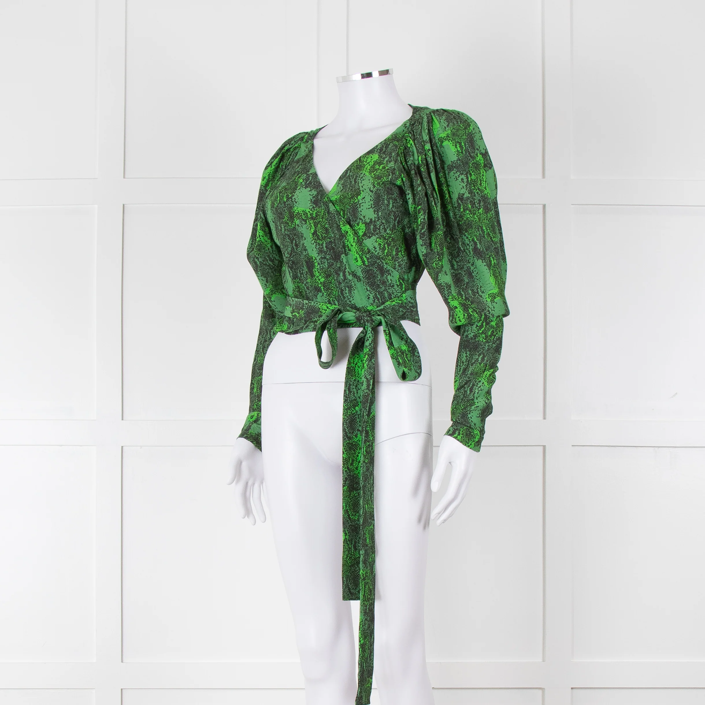 Rotate Green Snake Skin Wrap Long Sleeve Top - Image 8