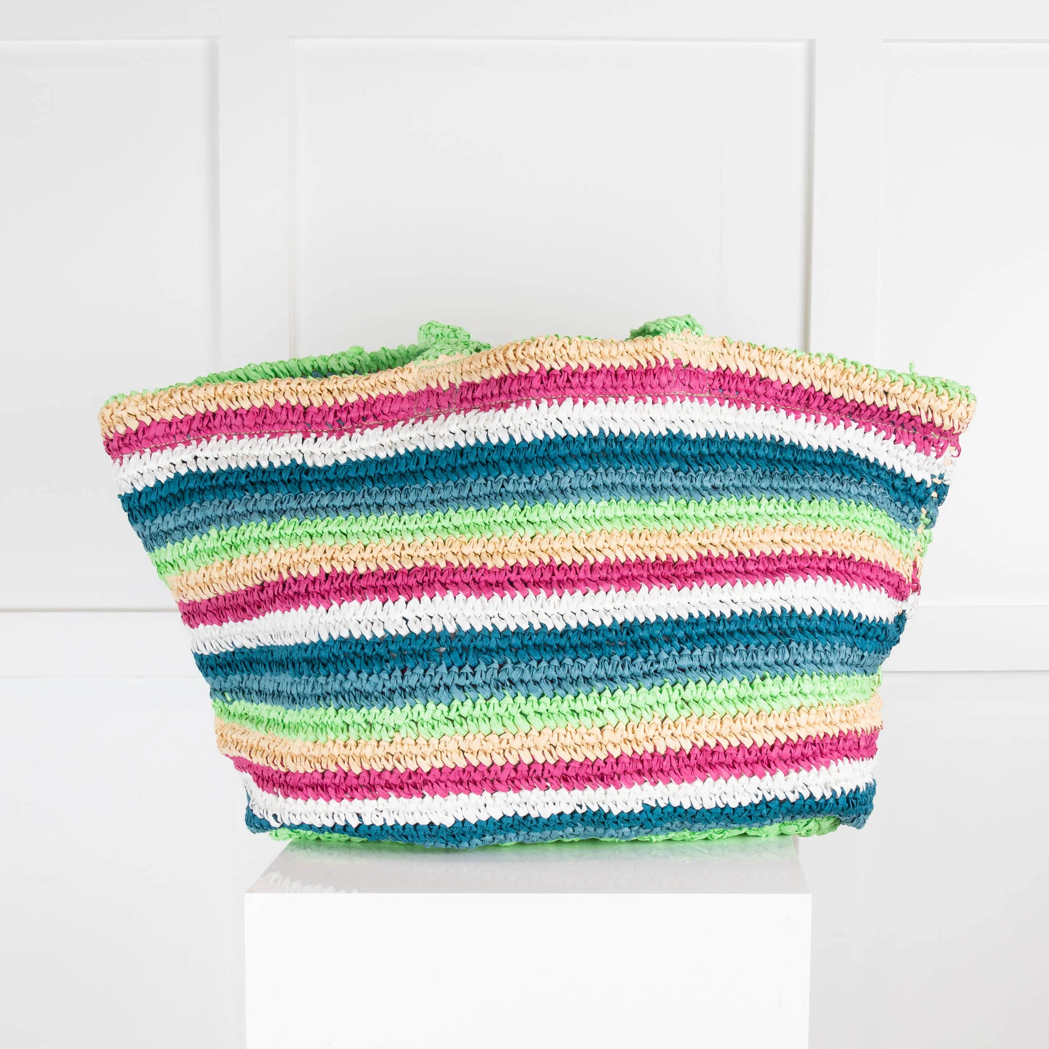 Rotate Sunday Green Stripe Raffia Bag - Image 4