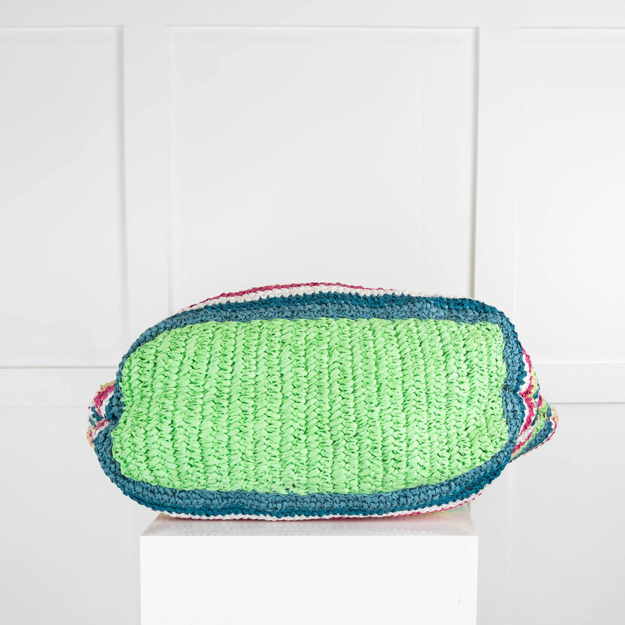 Rotate Sunday Green Stripe Raffia Bag - Image 5