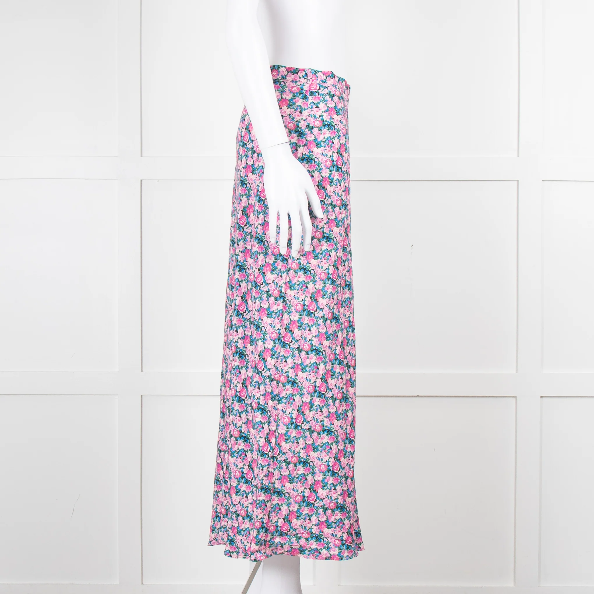 Rouje Pink Blue Floral Midi Skirt - Image 2