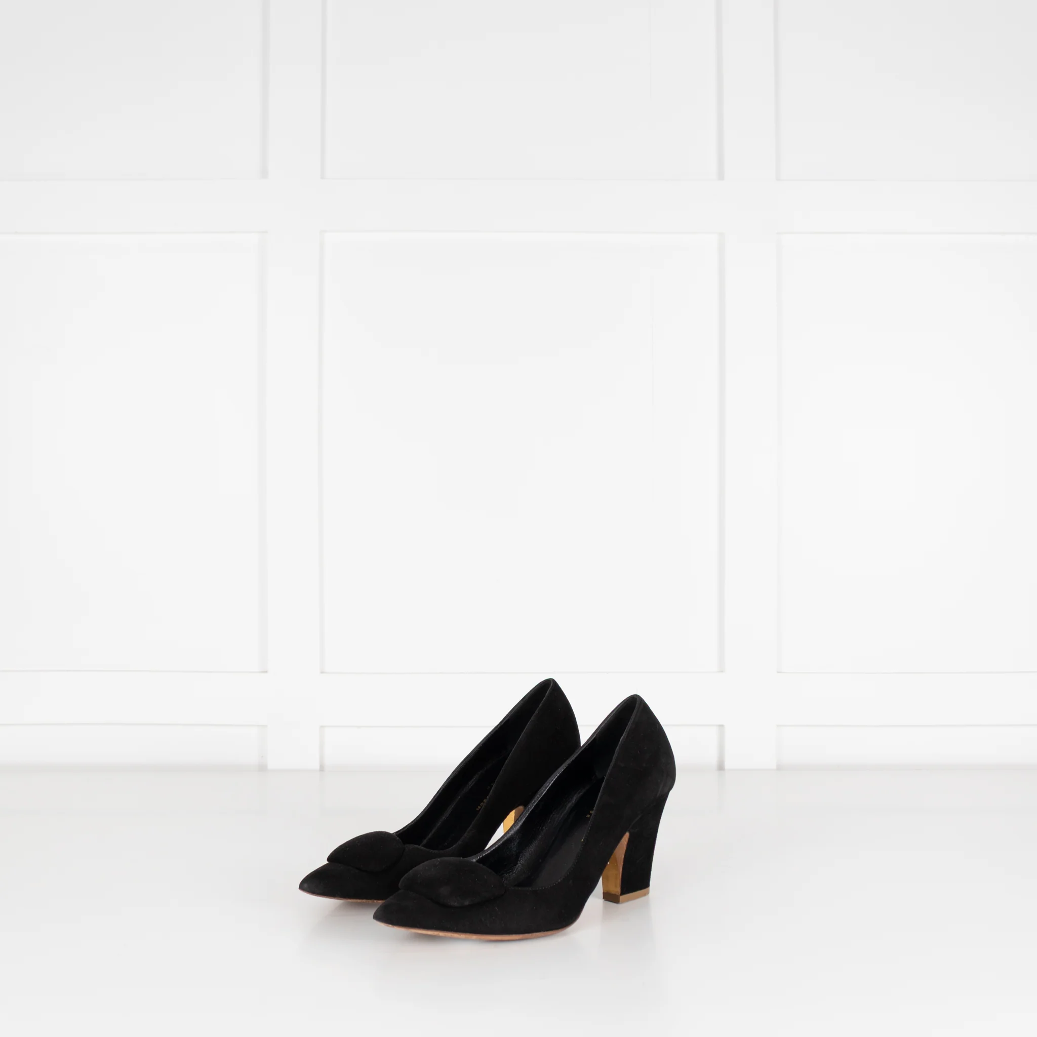 Rupert Sanderson Black Suede Chunky Heel Shoes