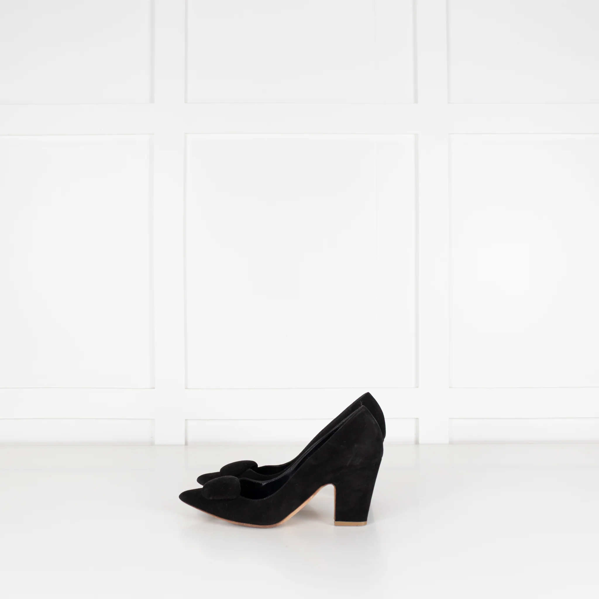 Rupert Sanderson Black Suede Chunky Heel Shoes - Image 3