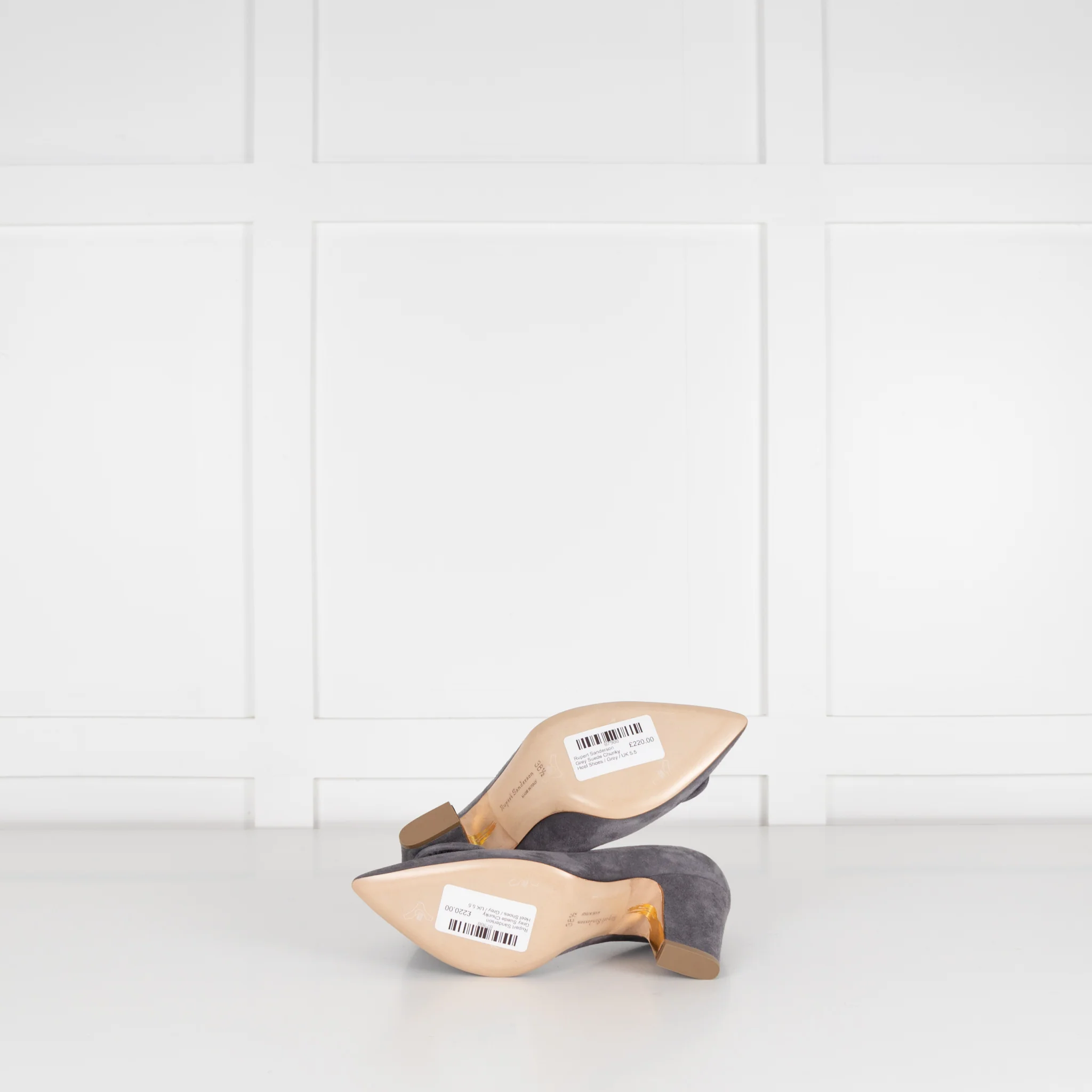 Rupert Sanderson Grey Suede Chunky Heel Shoes - Image 7
