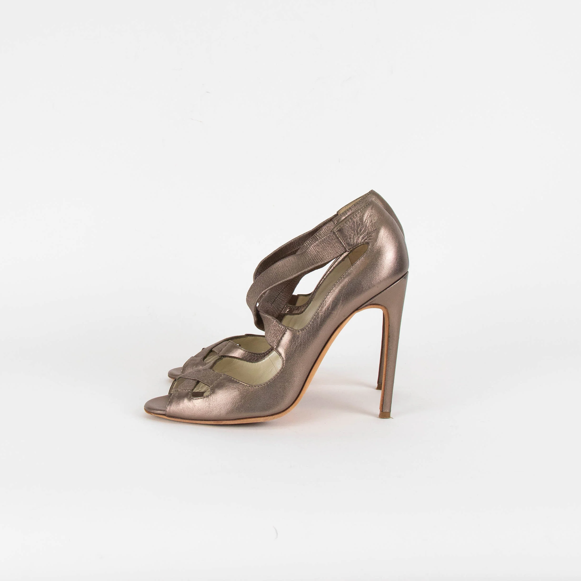 Rupert Sanderson Khaki Metallic Heeled Sandals - Image 3