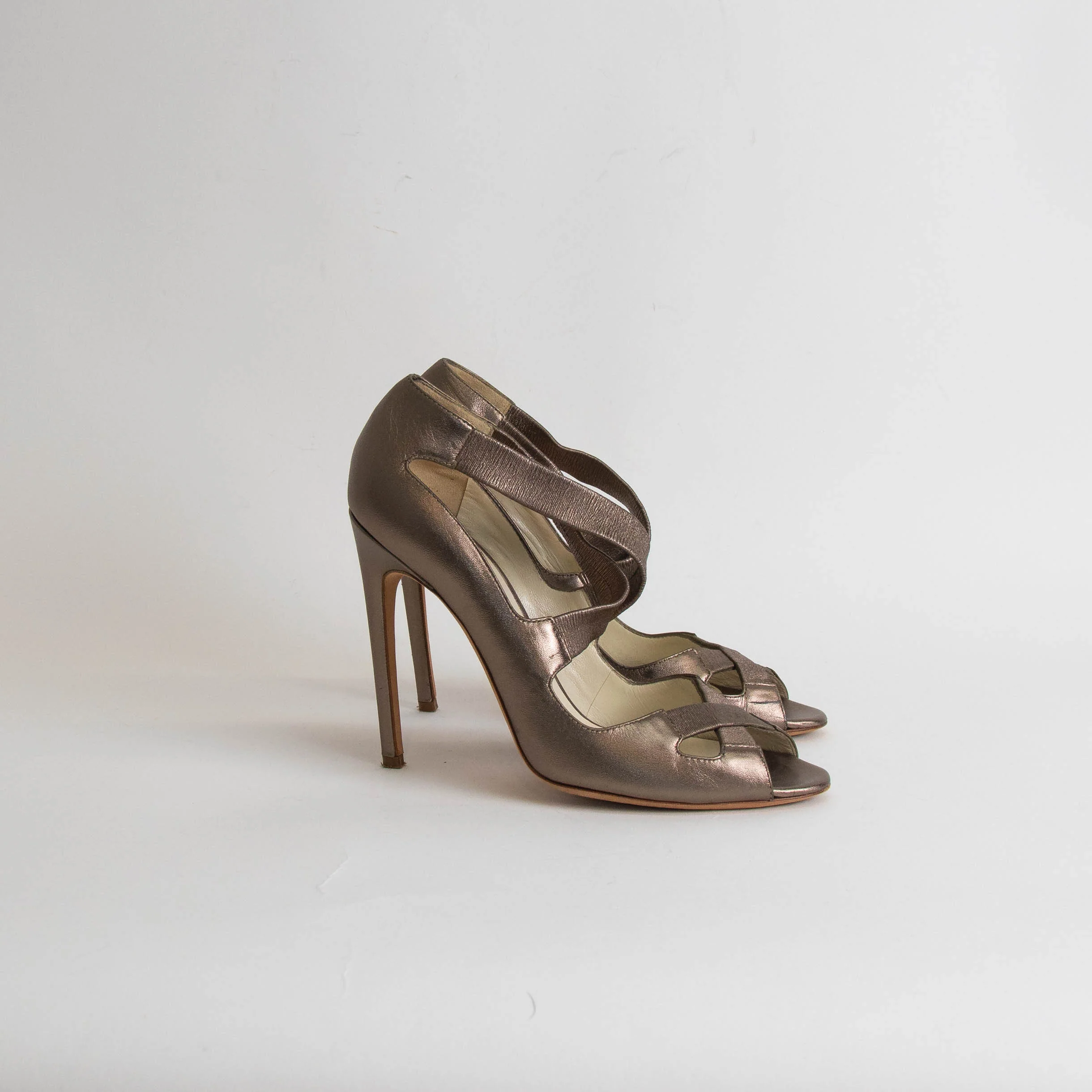 Rupert Sanderson Khaki Metallic Heeled Sandals - Image 5