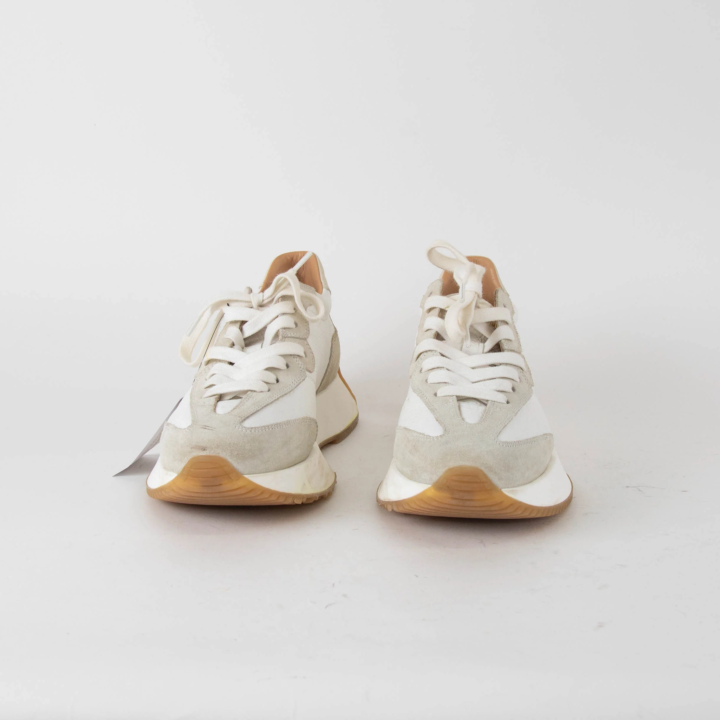 Russell & Bromley Cream Lace Up Platform Trainers - Image 2