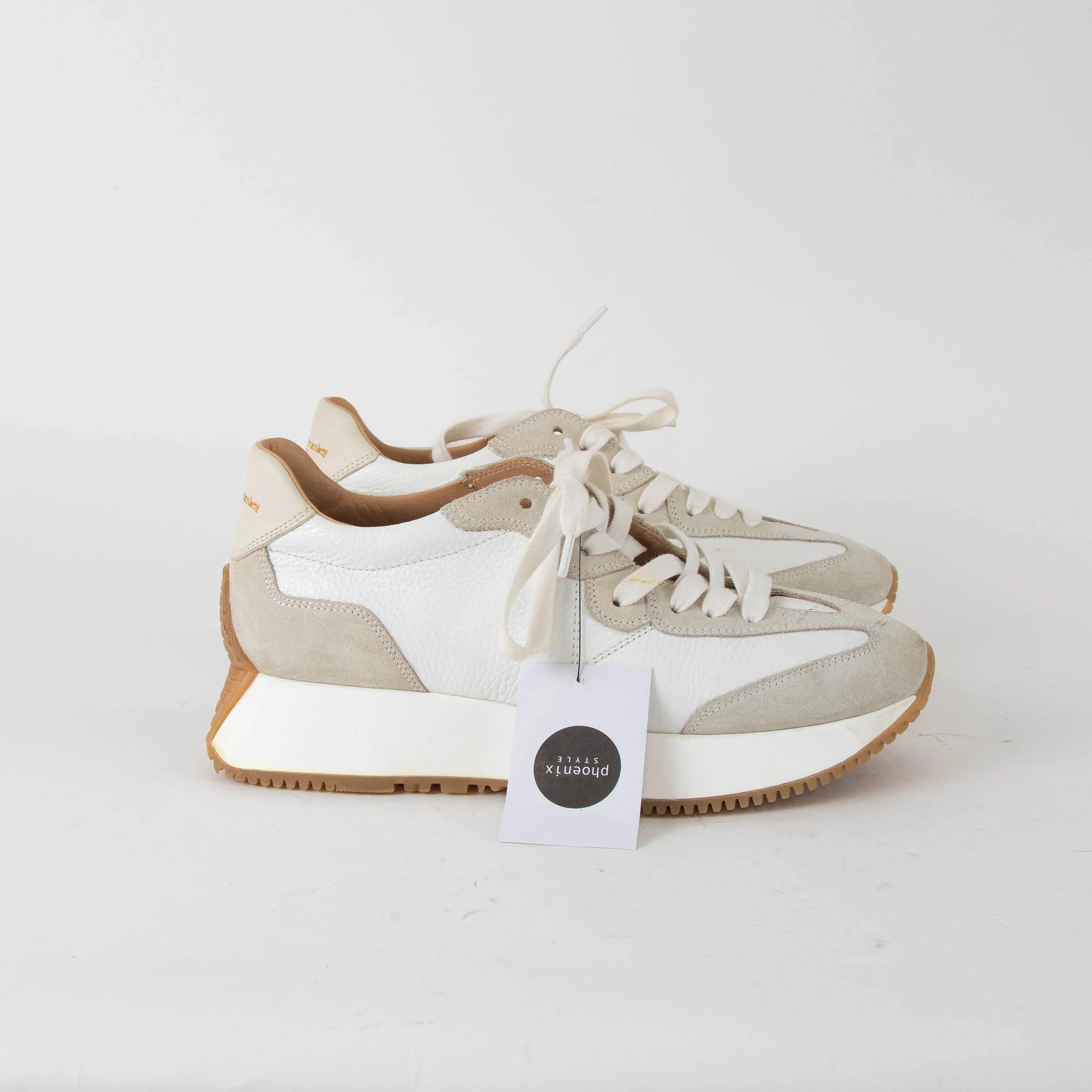 Russell & Bromley Cream Lace Up Platform Trainers - Image 5