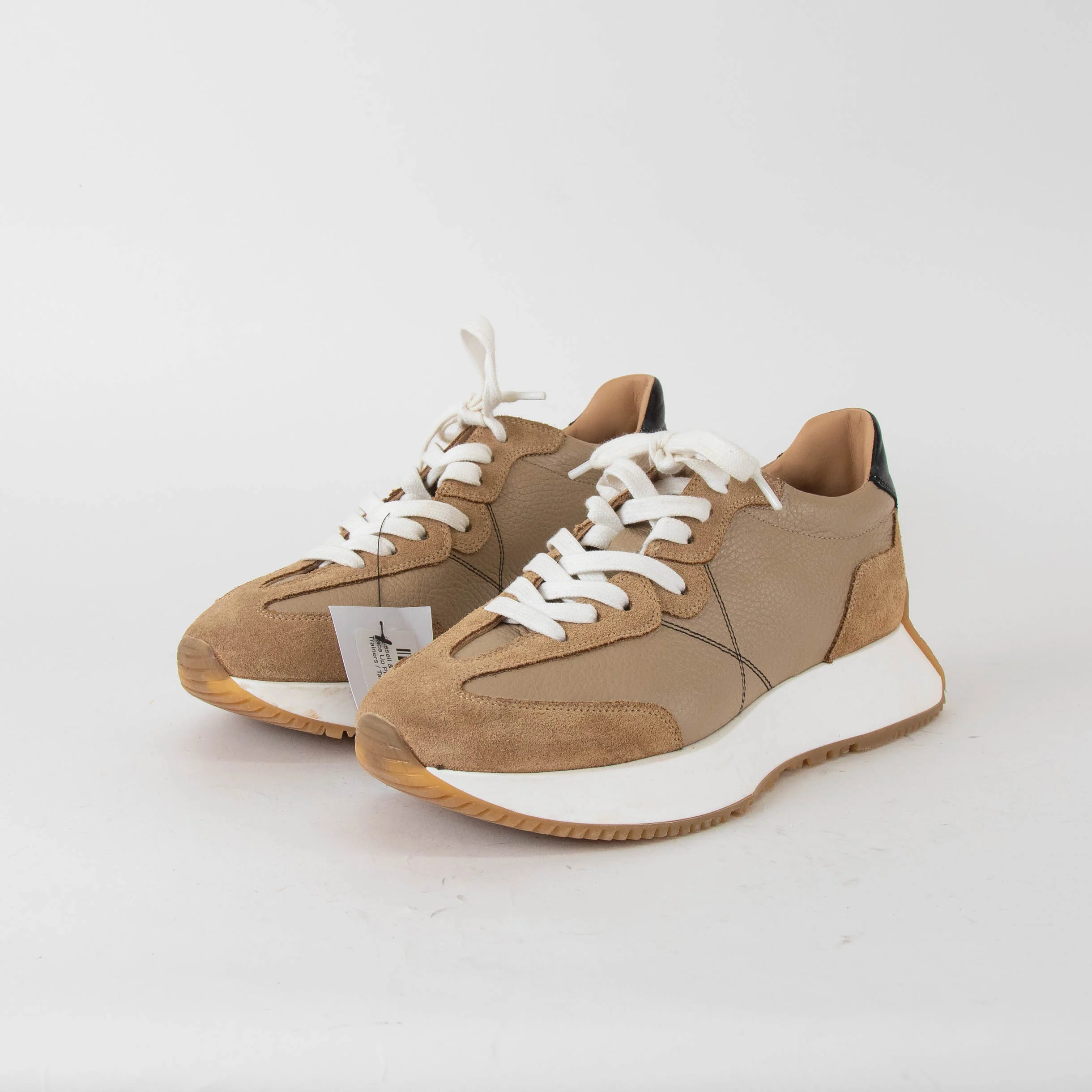 Russell & Bromley Tan Lace Up Platform Trainers