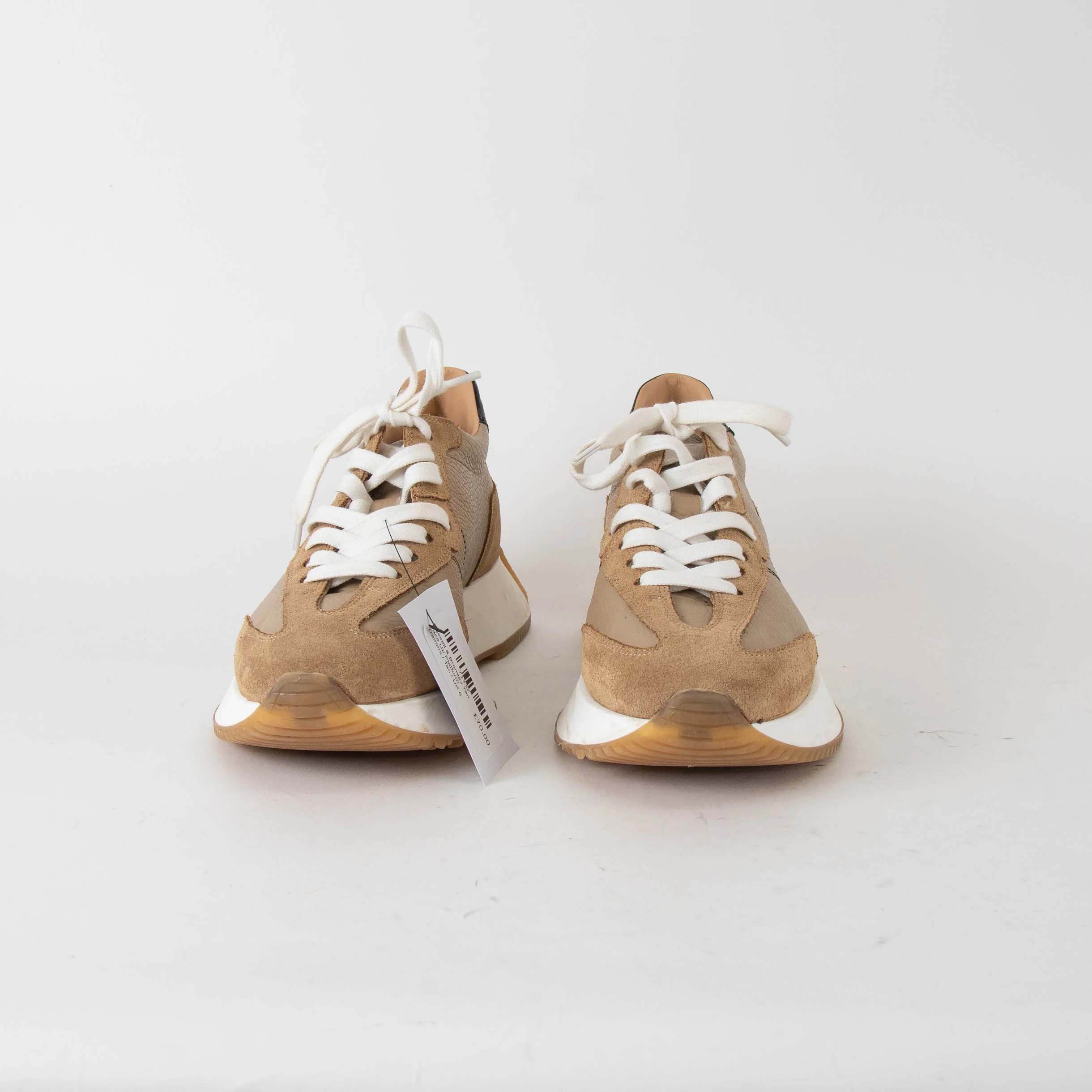 Russell & Bromley Tan Lace Up Platform Trainers - Image 2