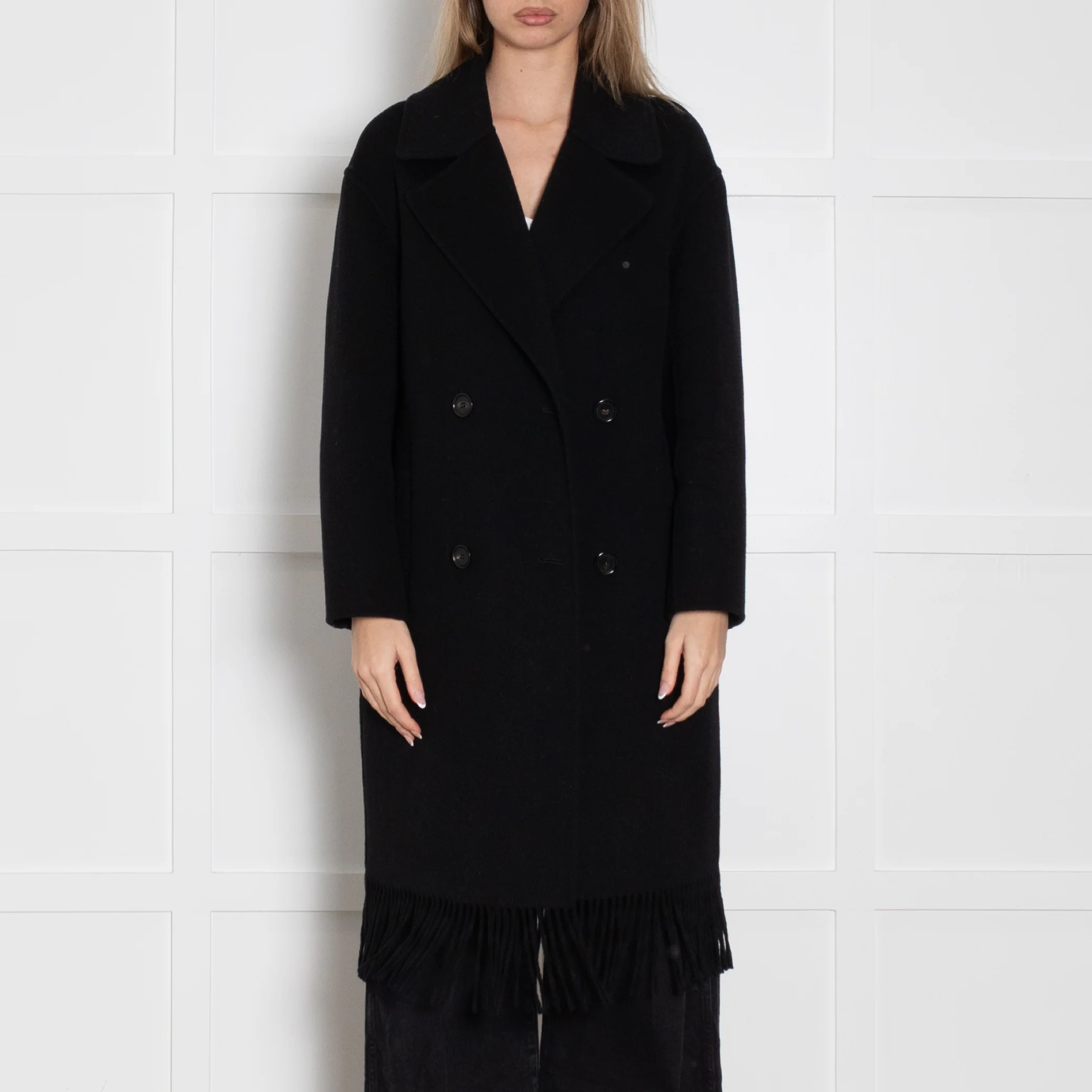 'S Max Mara America Fringe Virgin Wool Coat - Image 2