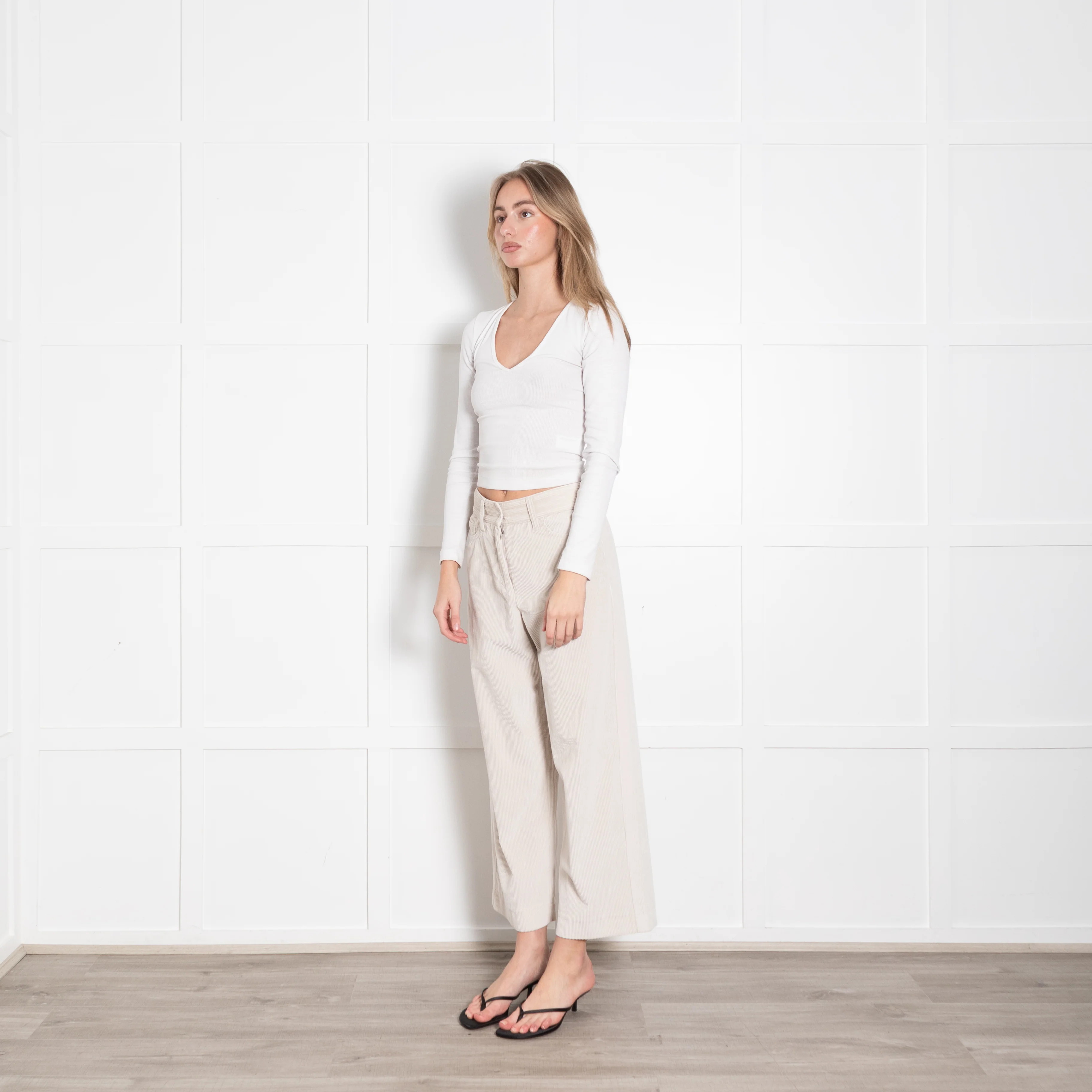 'S Max Mara Beige Corduroy Trousers - Image 3