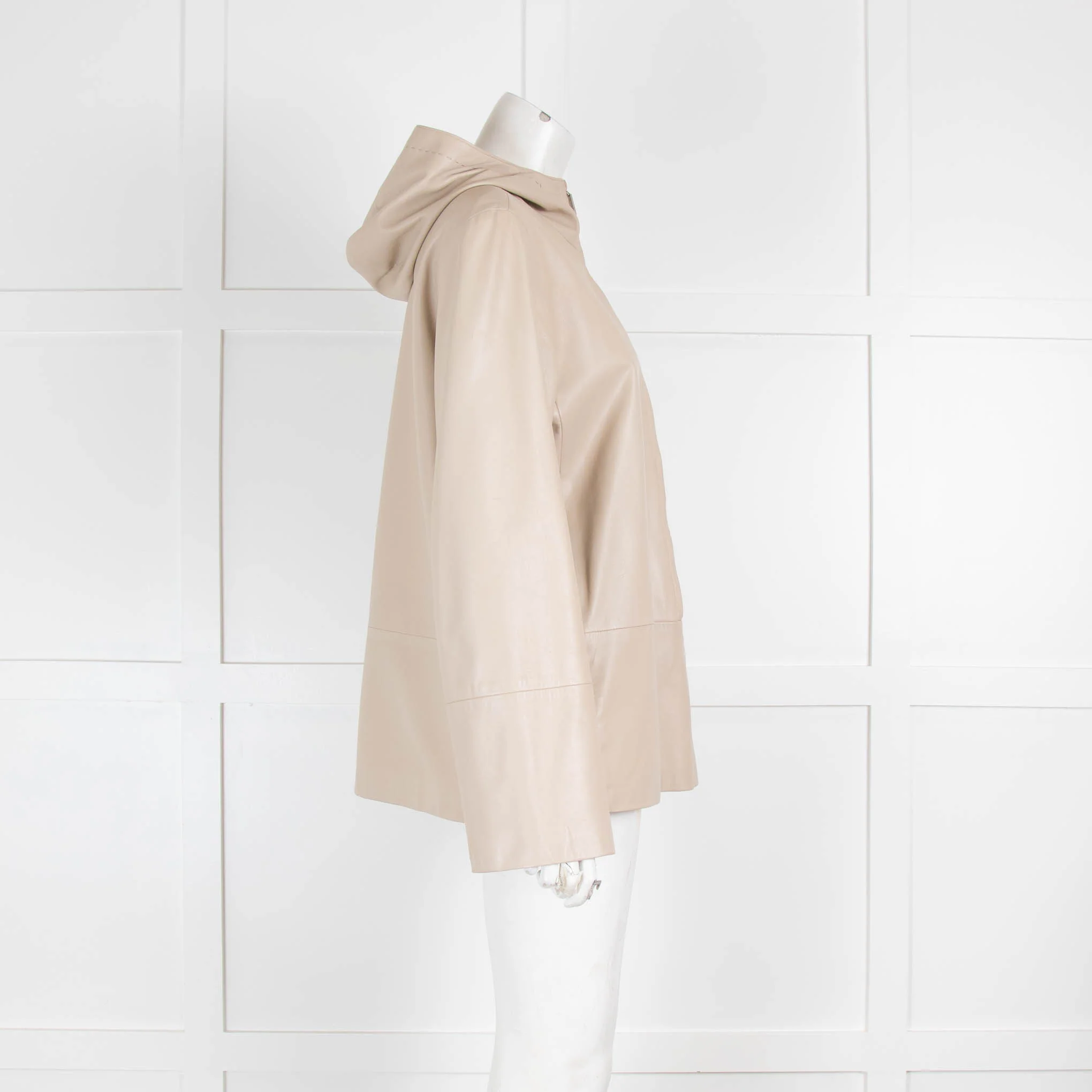 S Max Mara Beige Leather Hooded Top - Image 2