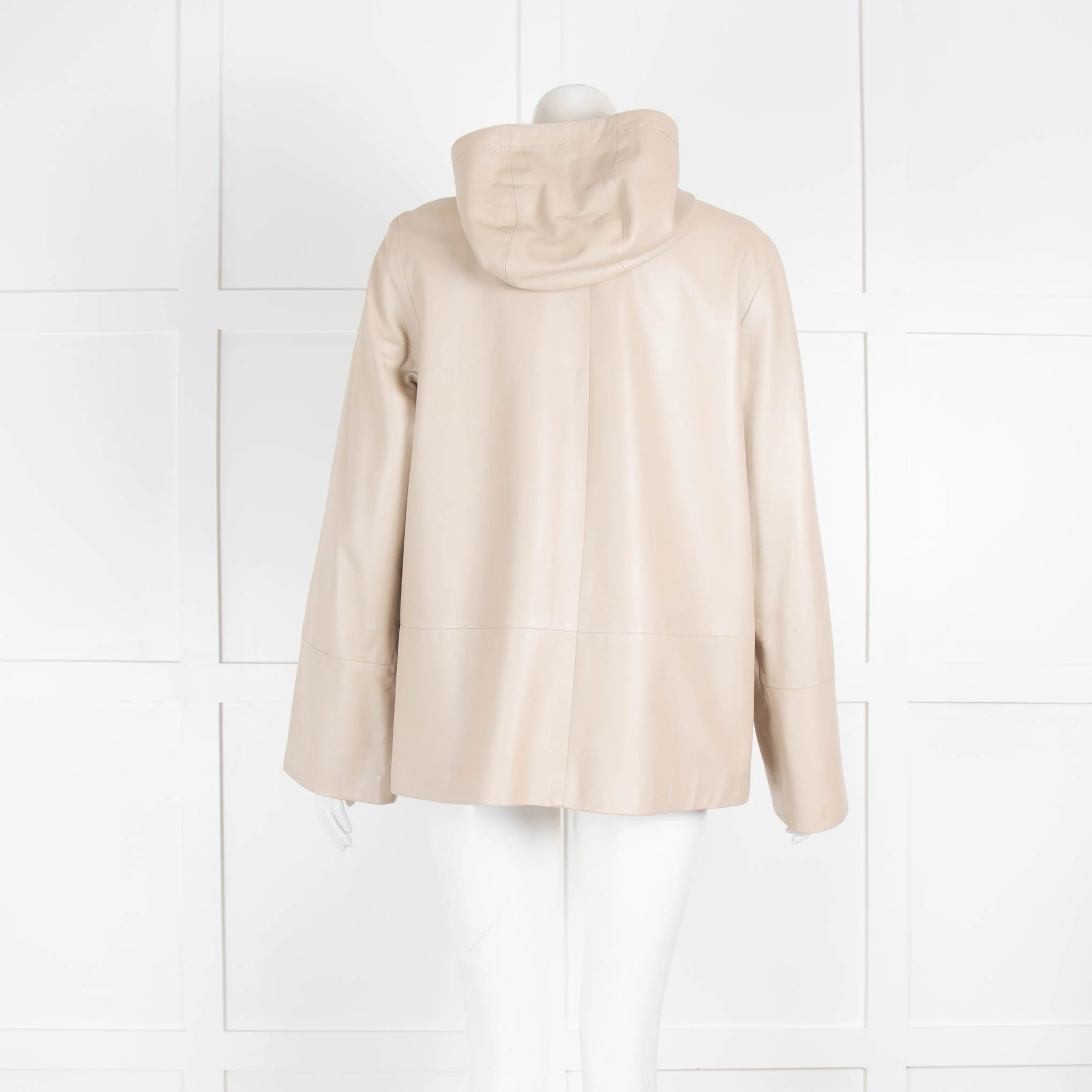 S Max Mara Beige Leather Hooded Top - Image 3