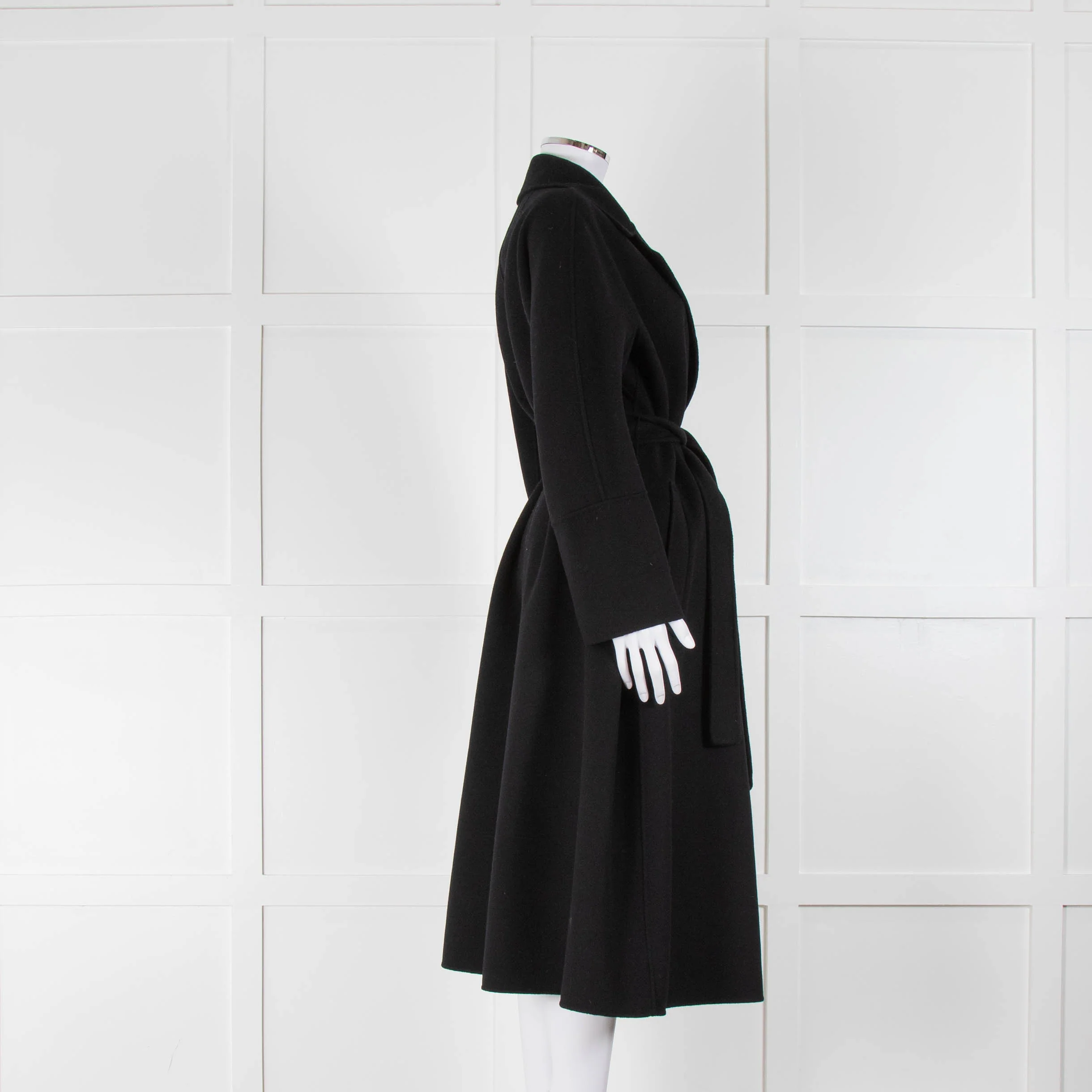 S Max Mara Black Wool Wrap Coat - Image 2