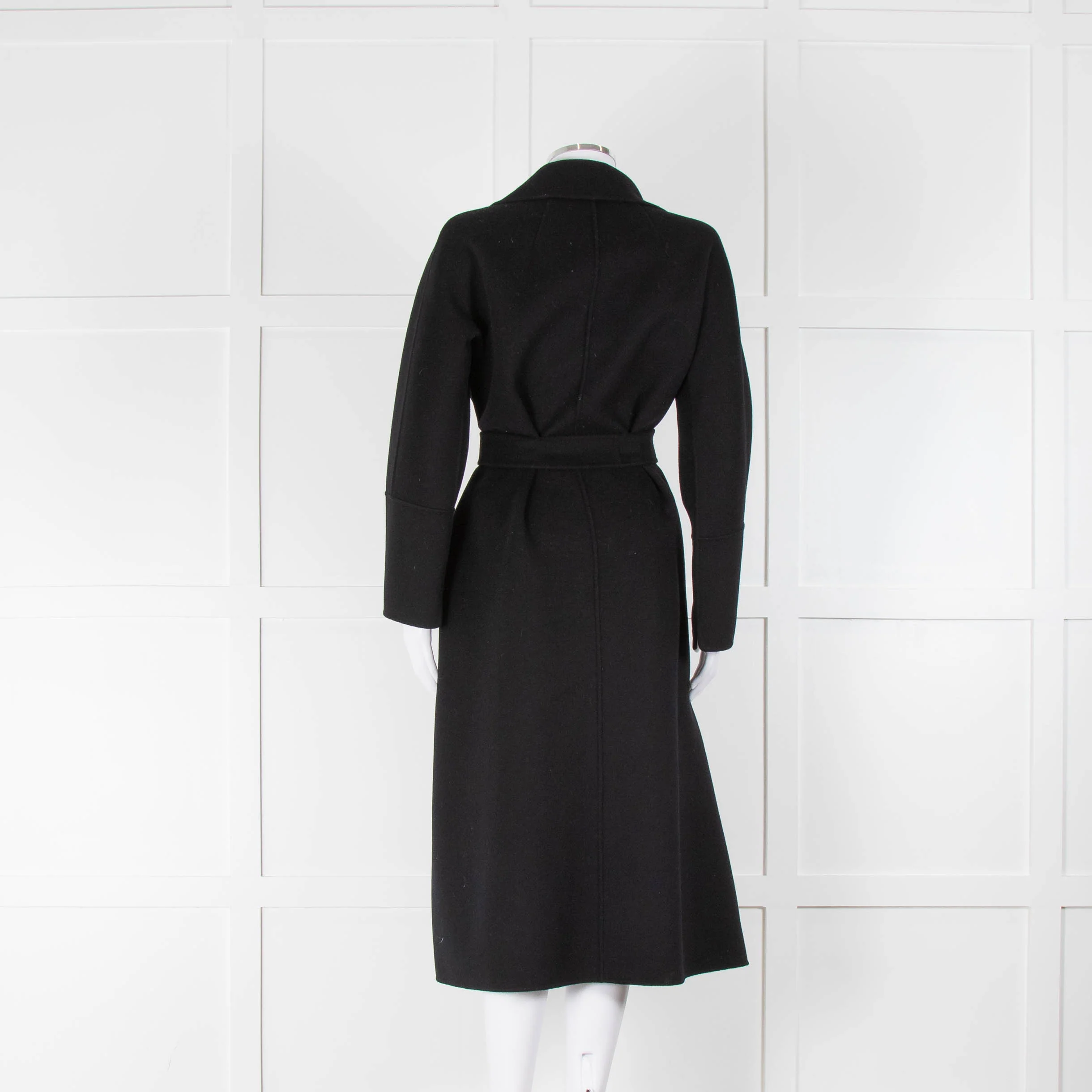 S Max Mara Black Wool Wrap Coat - Image 3