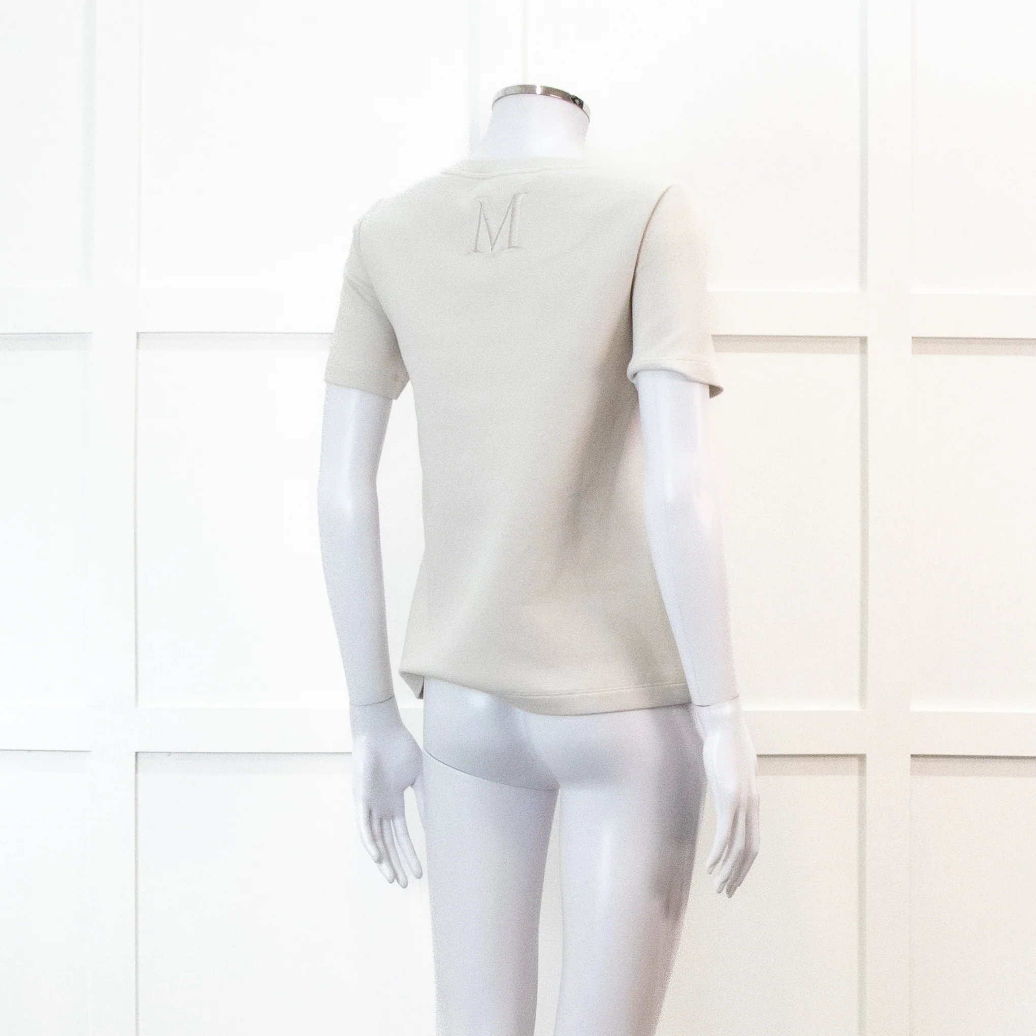 S Max Mara Cream Heavy Cotton T Shirt - Image 4