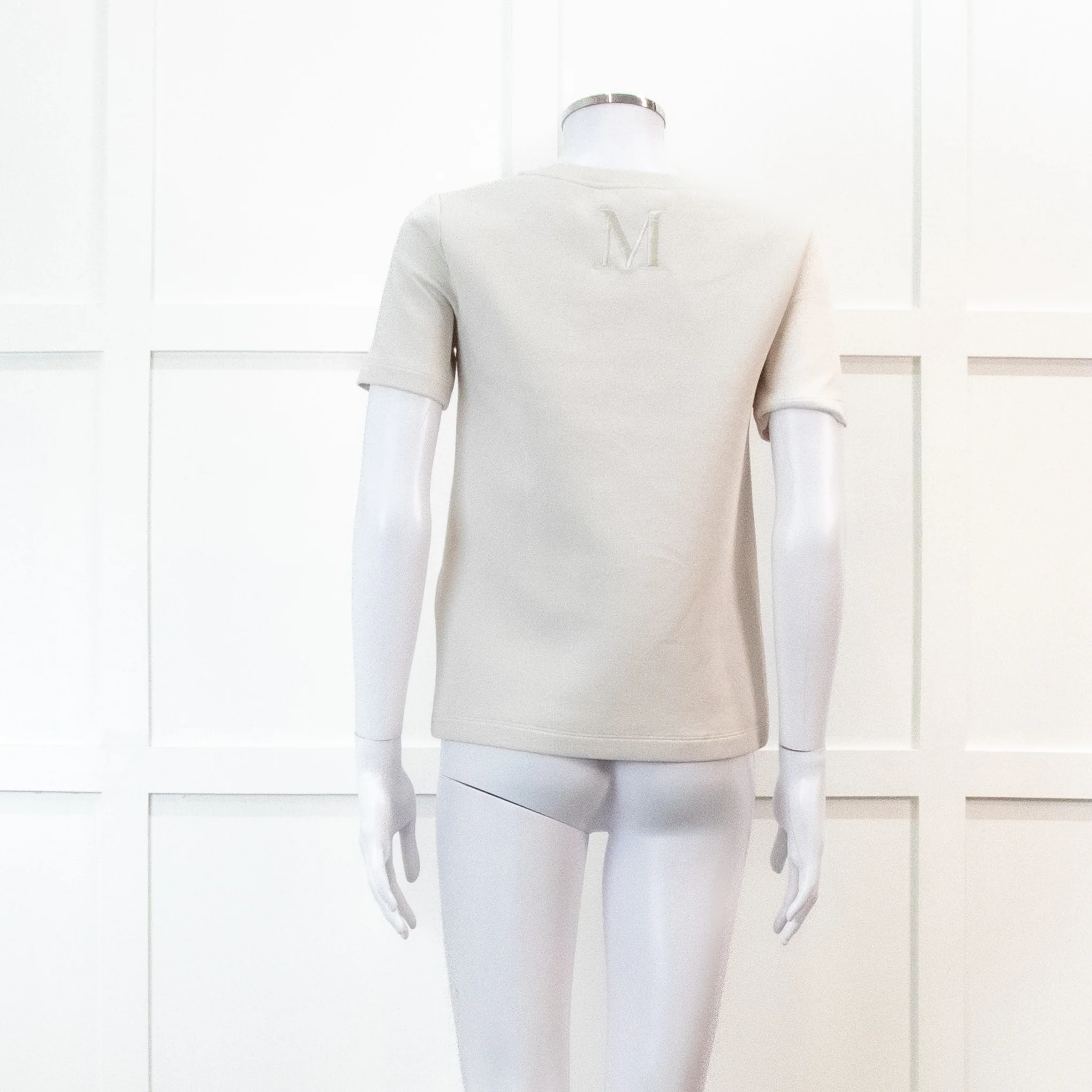 S Max Mara Cream Heavy Cotton T Shirt - Image 5