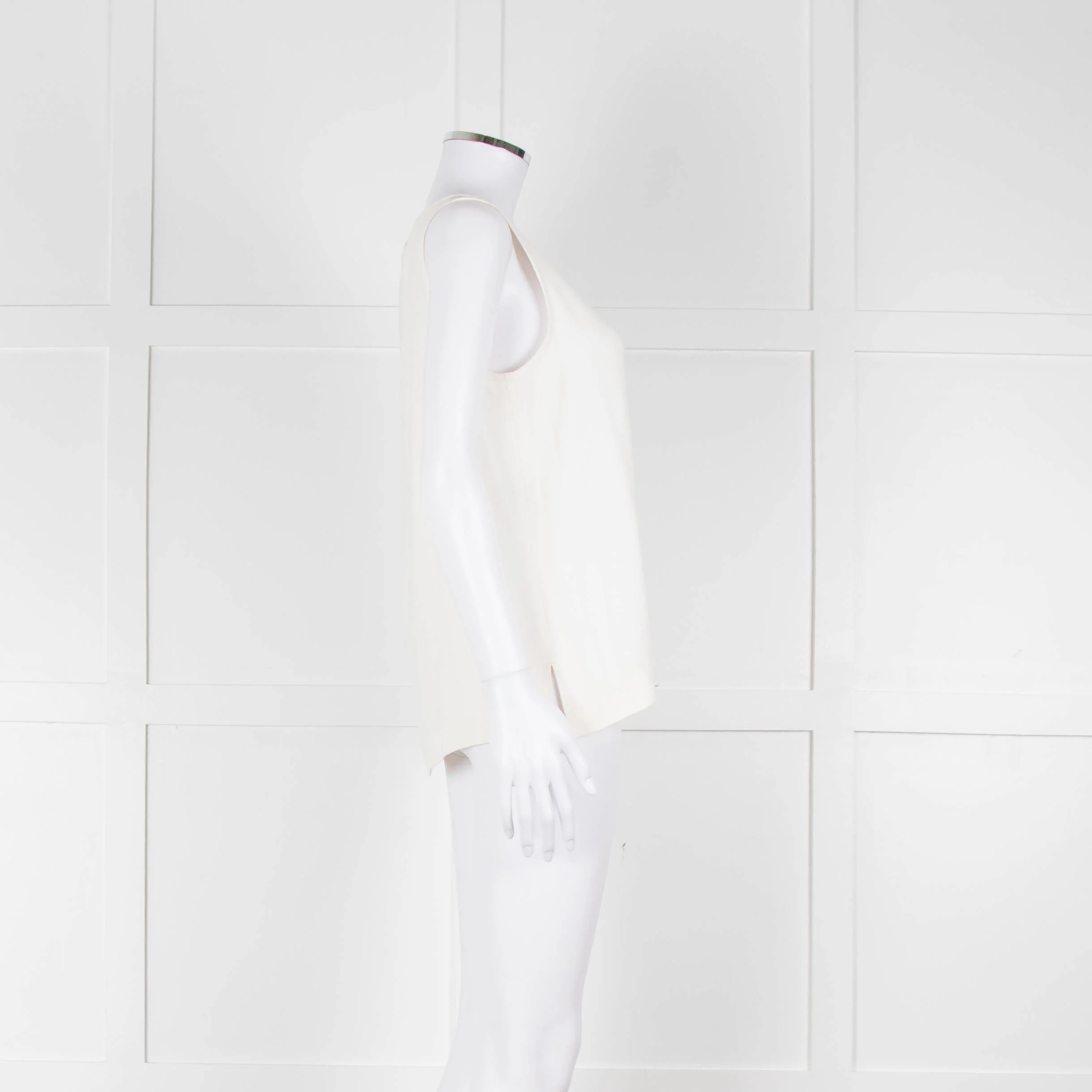 S Max Mara Cream Sleeveless Zip Back Top - Image 3