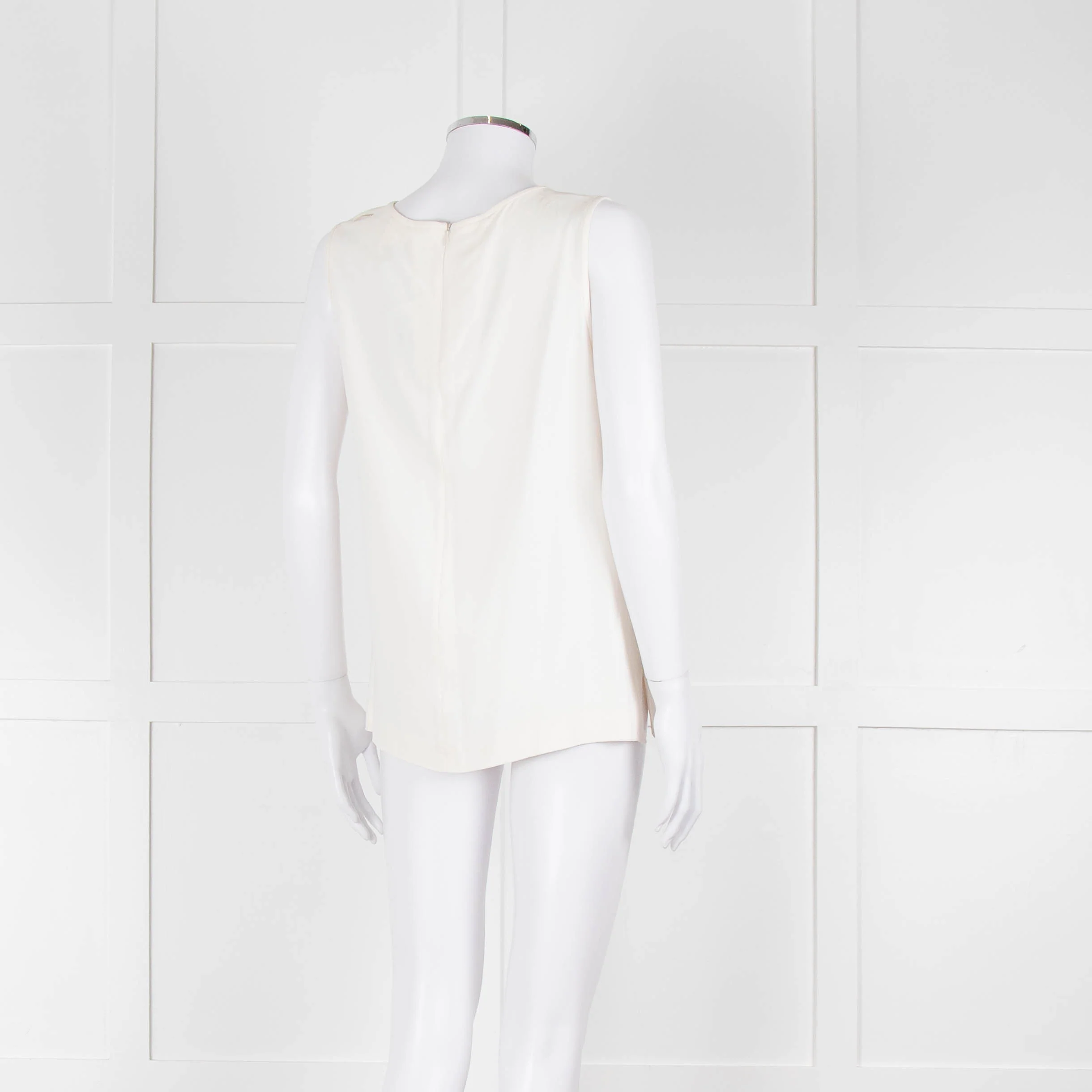S Max Mara Cream Sleeveless Zip Back Top - Image 4