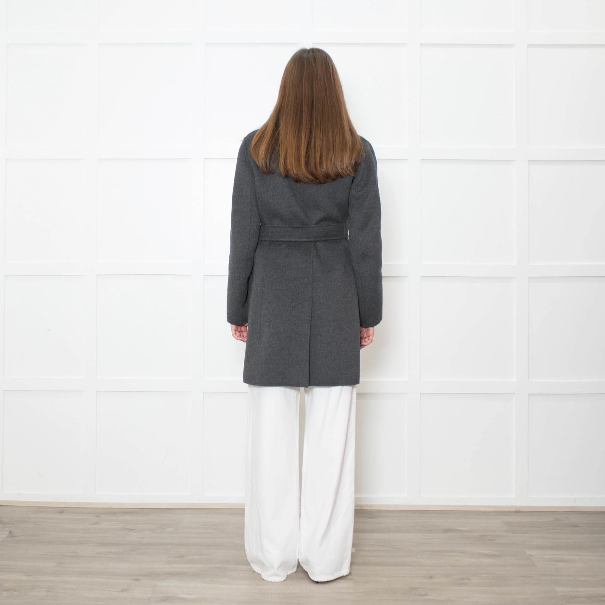 S Max Mara Grey Angora Blend Belted Soft Coat - Image 5