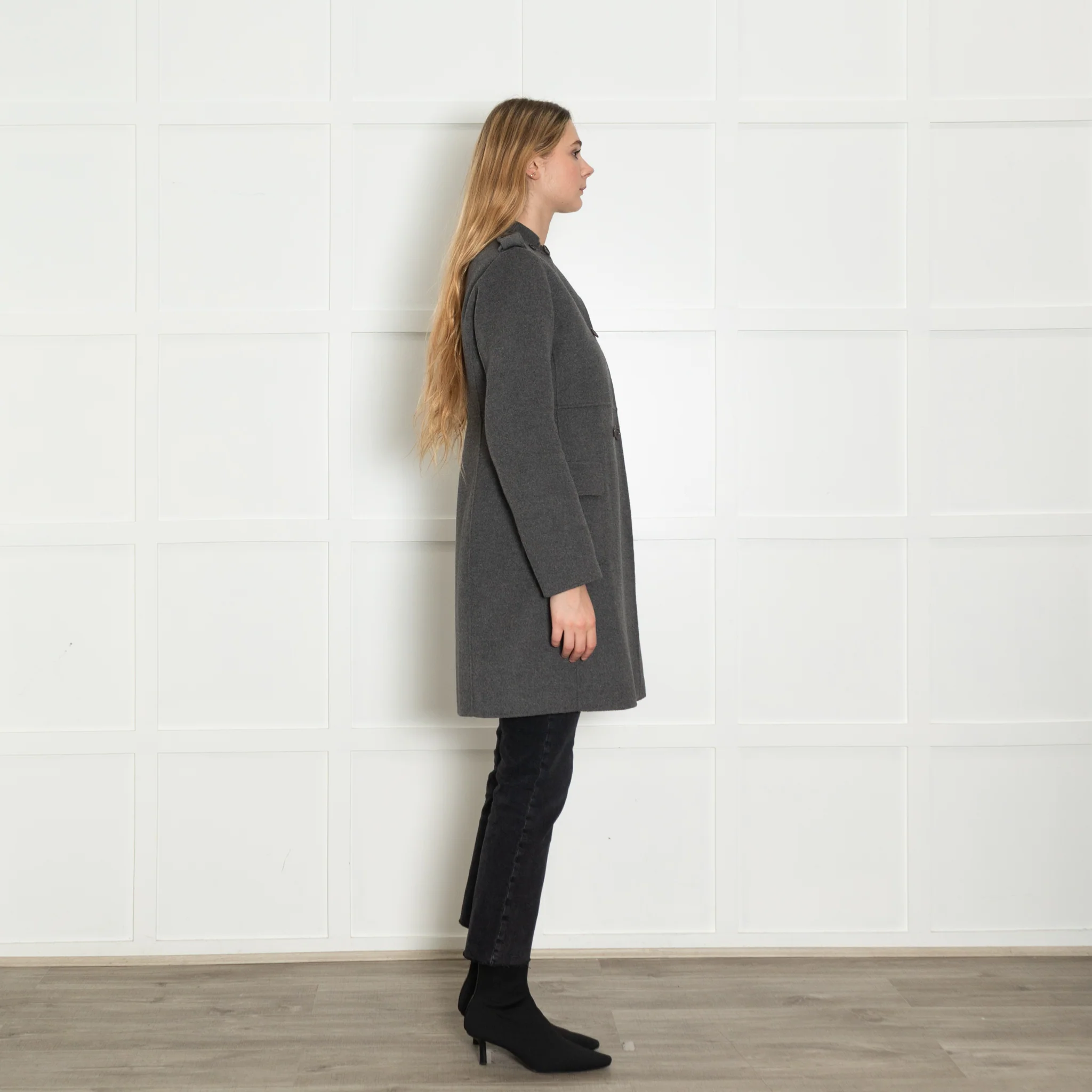 S Max Mara Grey Double Breasted Angora Blend Coat - Image 6