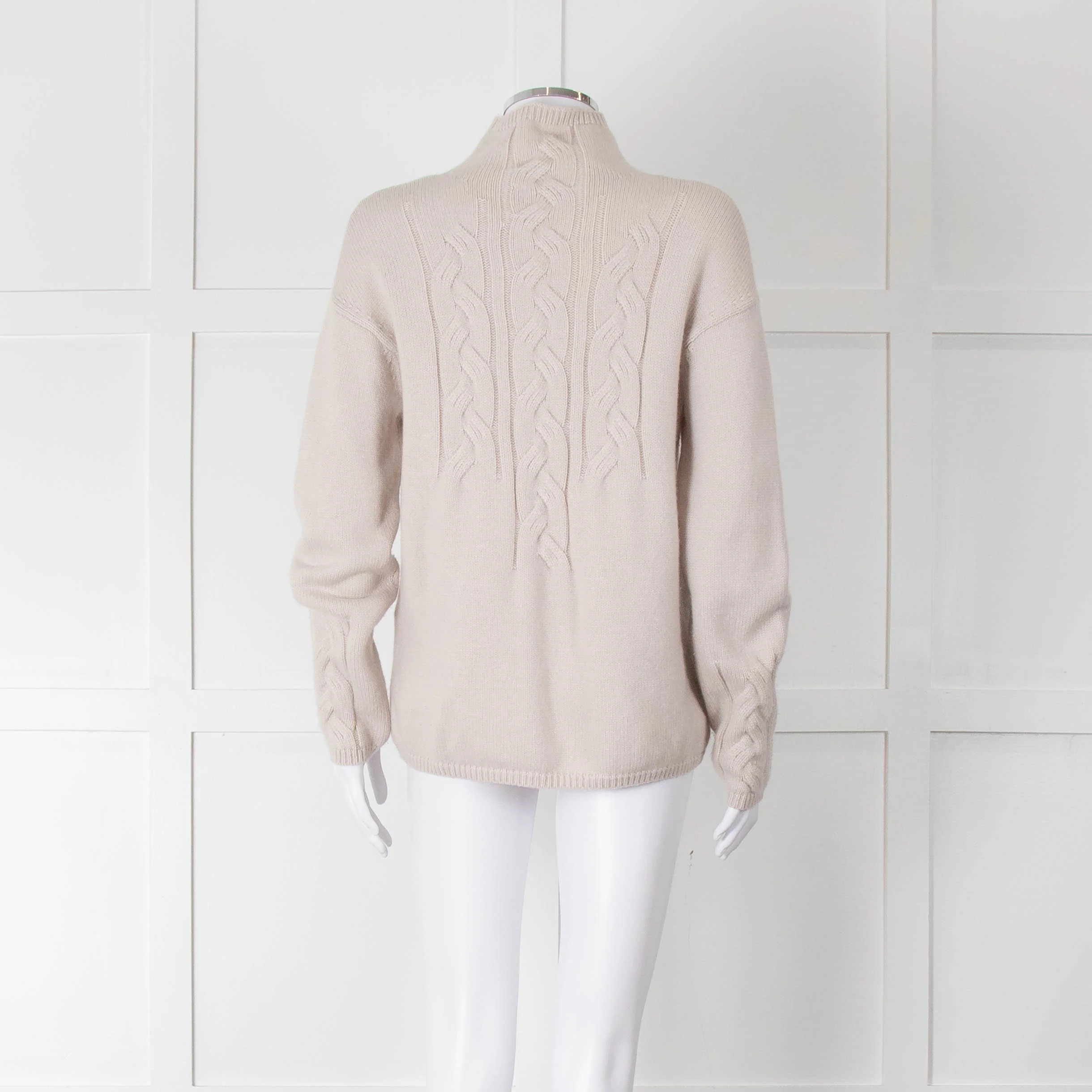 S Max Mara Light Grey Cable Cashmere Blend Sweater - Image 5