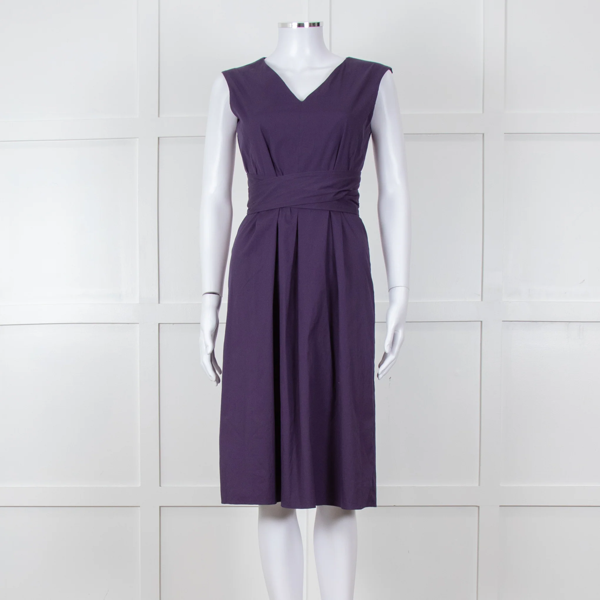 'S Max Mara Purple Cotton  V-Neck Dress
