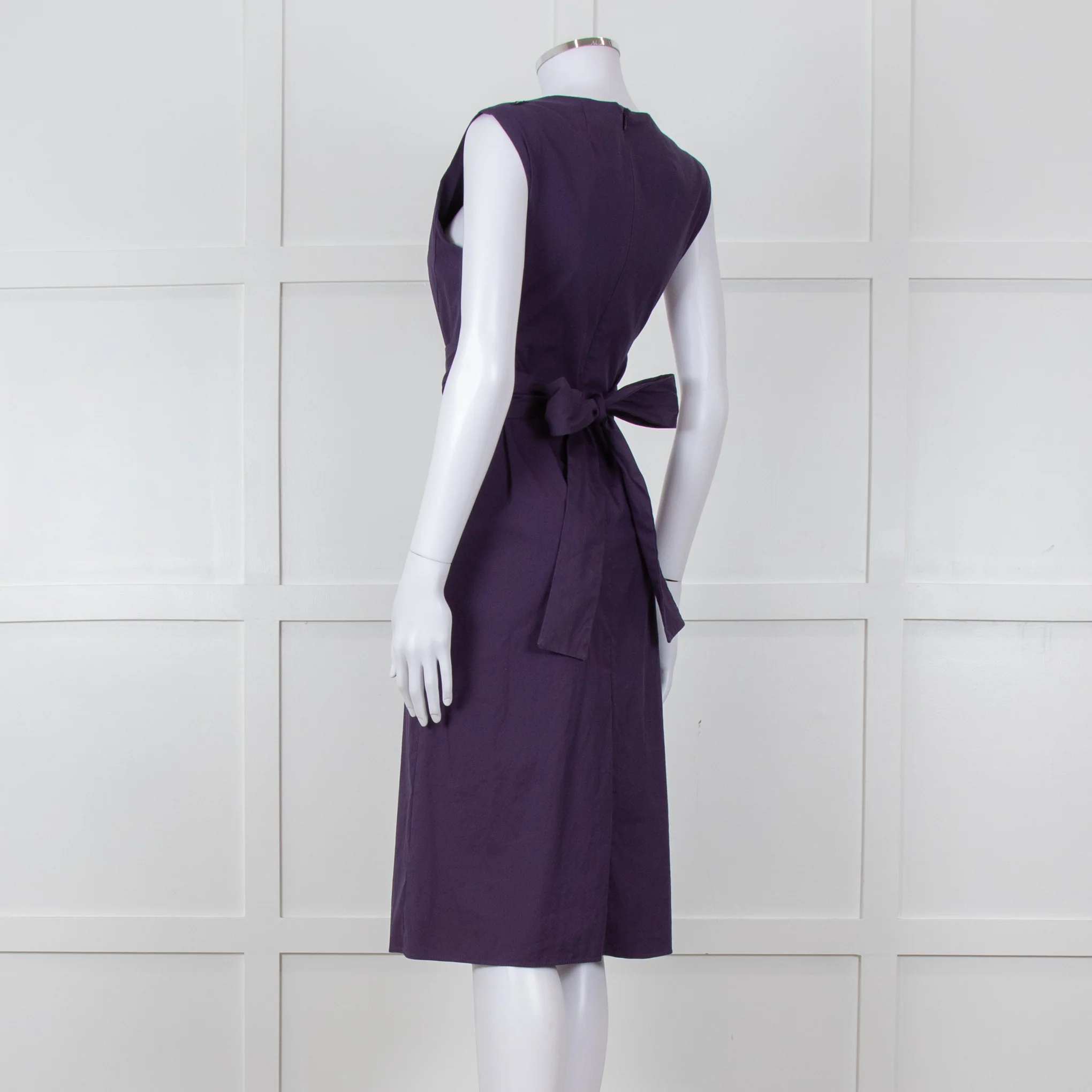 'S Max Mara Purple Cotton  V-Neck Dress - Image 6