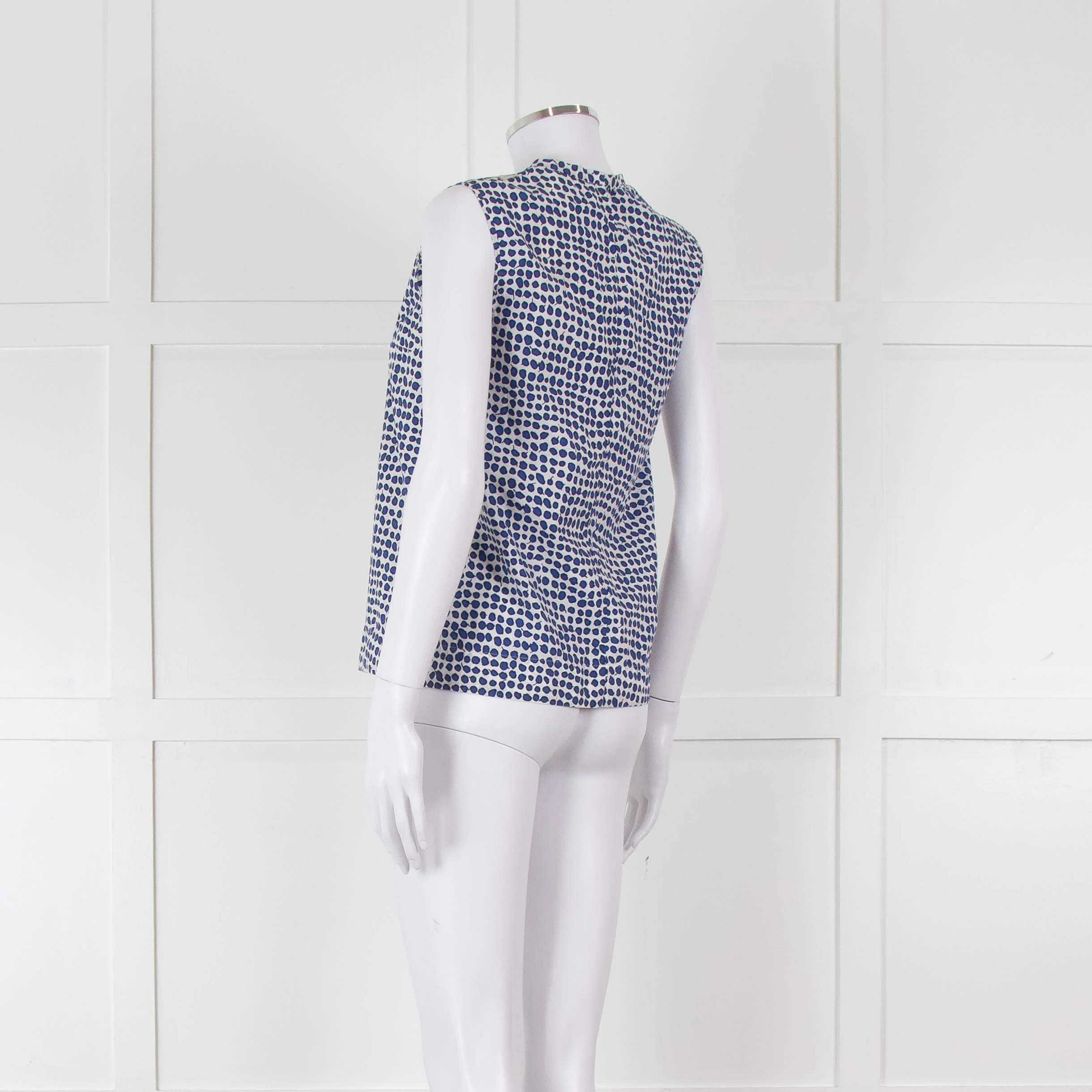 S Max Mara White Blue Cotton Sleeveless Top - Image 6