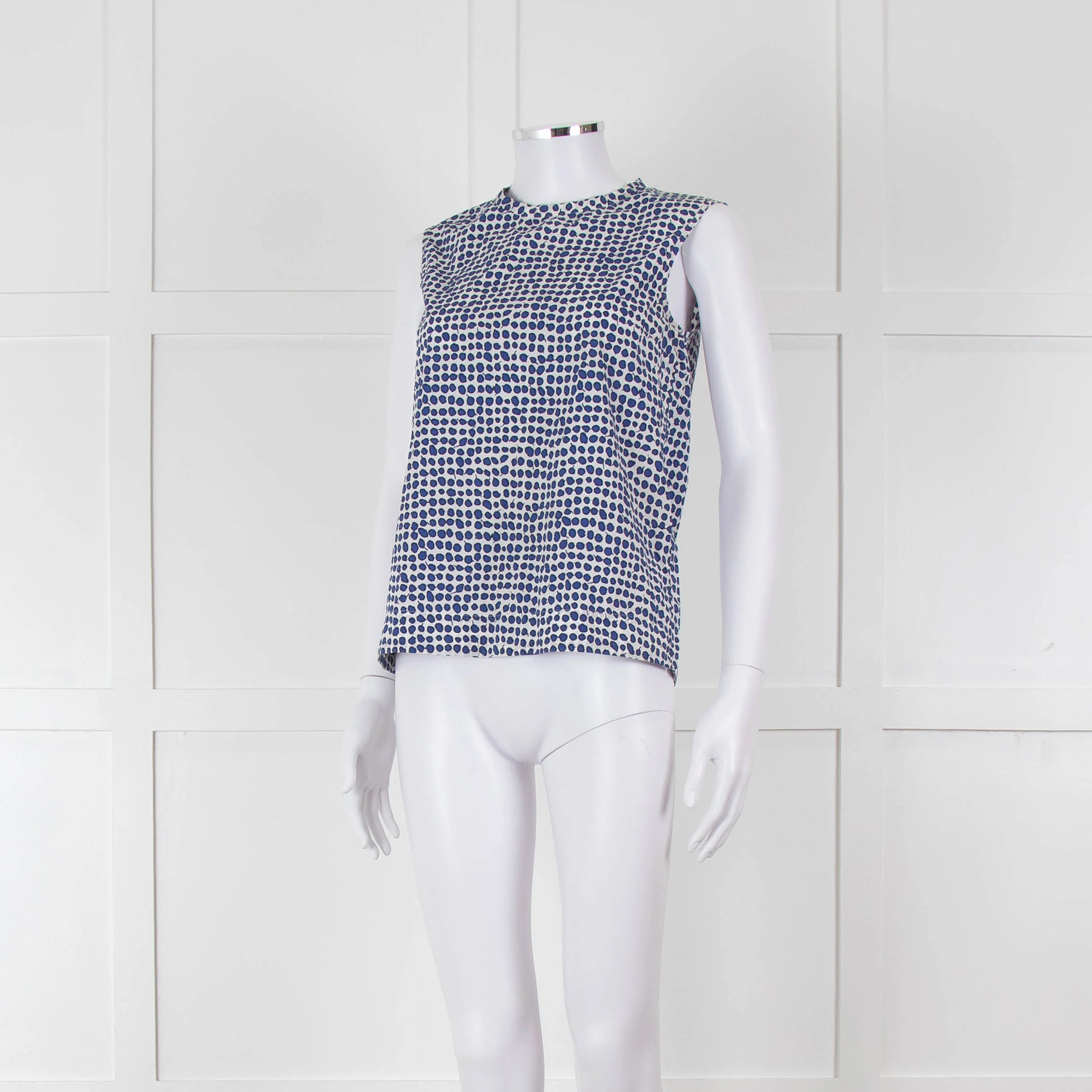 S Max Mara White Blue Cotton Sleeveless Top - Image 8