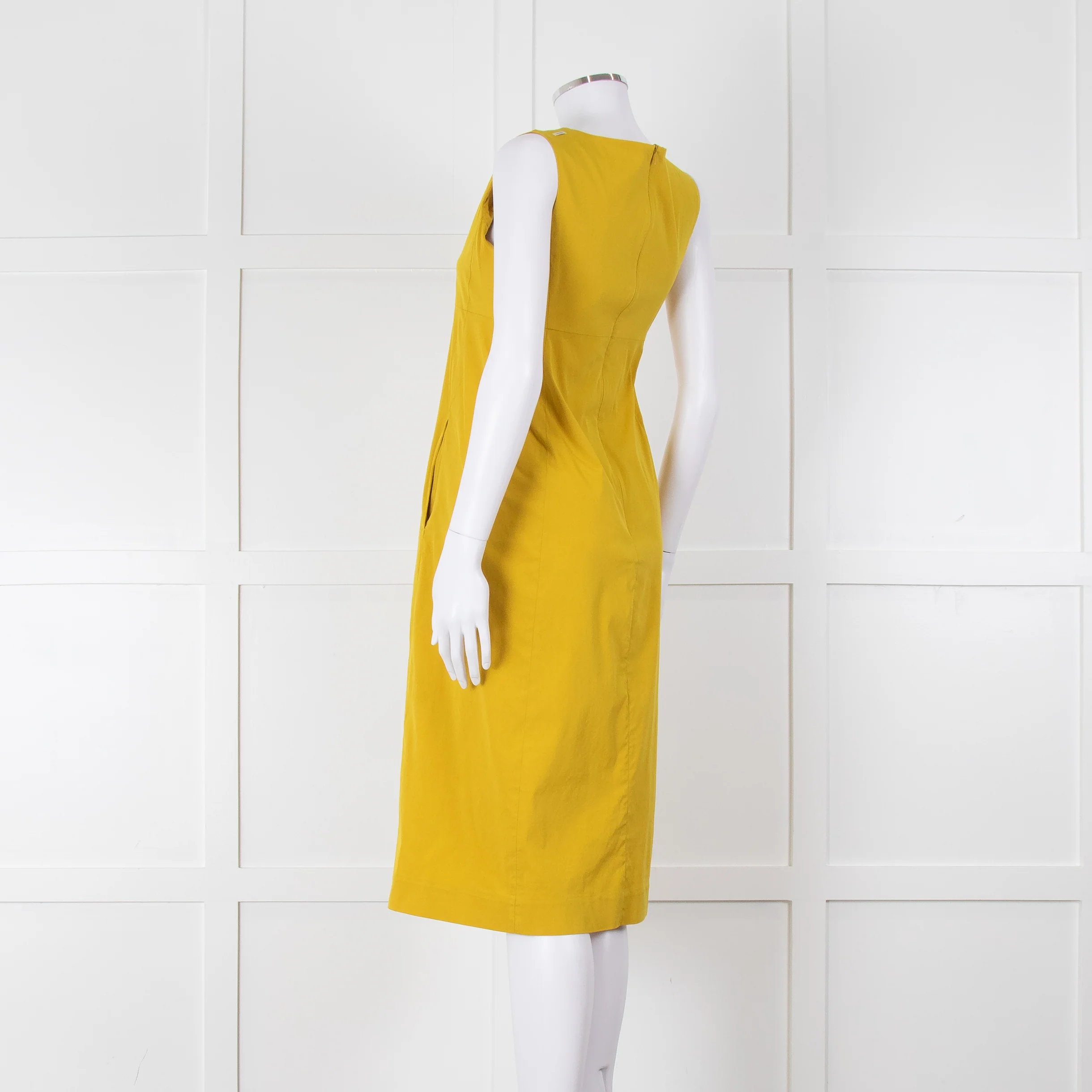 S Max Mara Yellow Ochre High Waisted Sleeveless Dress - Image 6