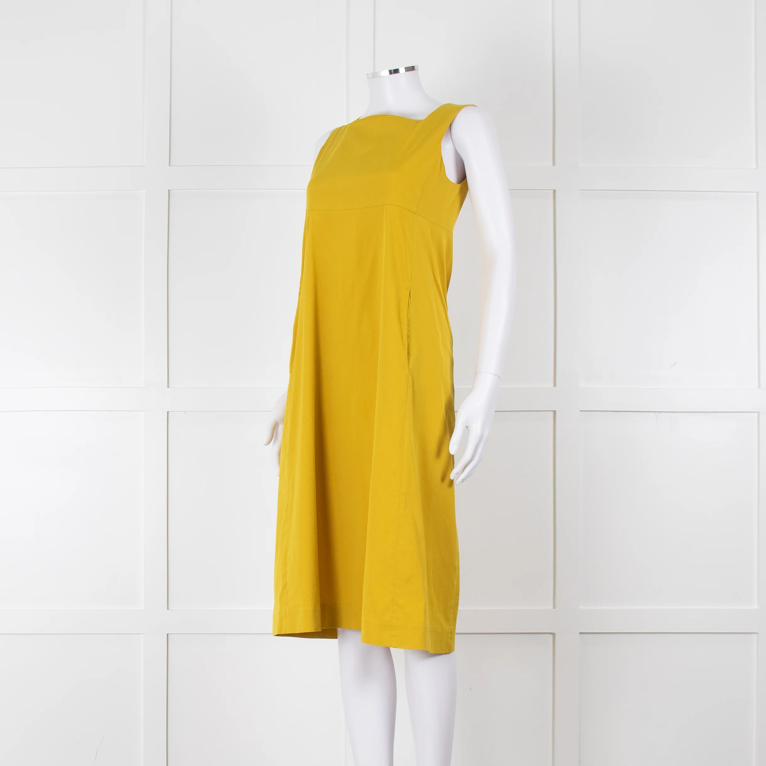 S Max Mara Yellow Ochre High Waisted Sleeveless Dress - Image 8