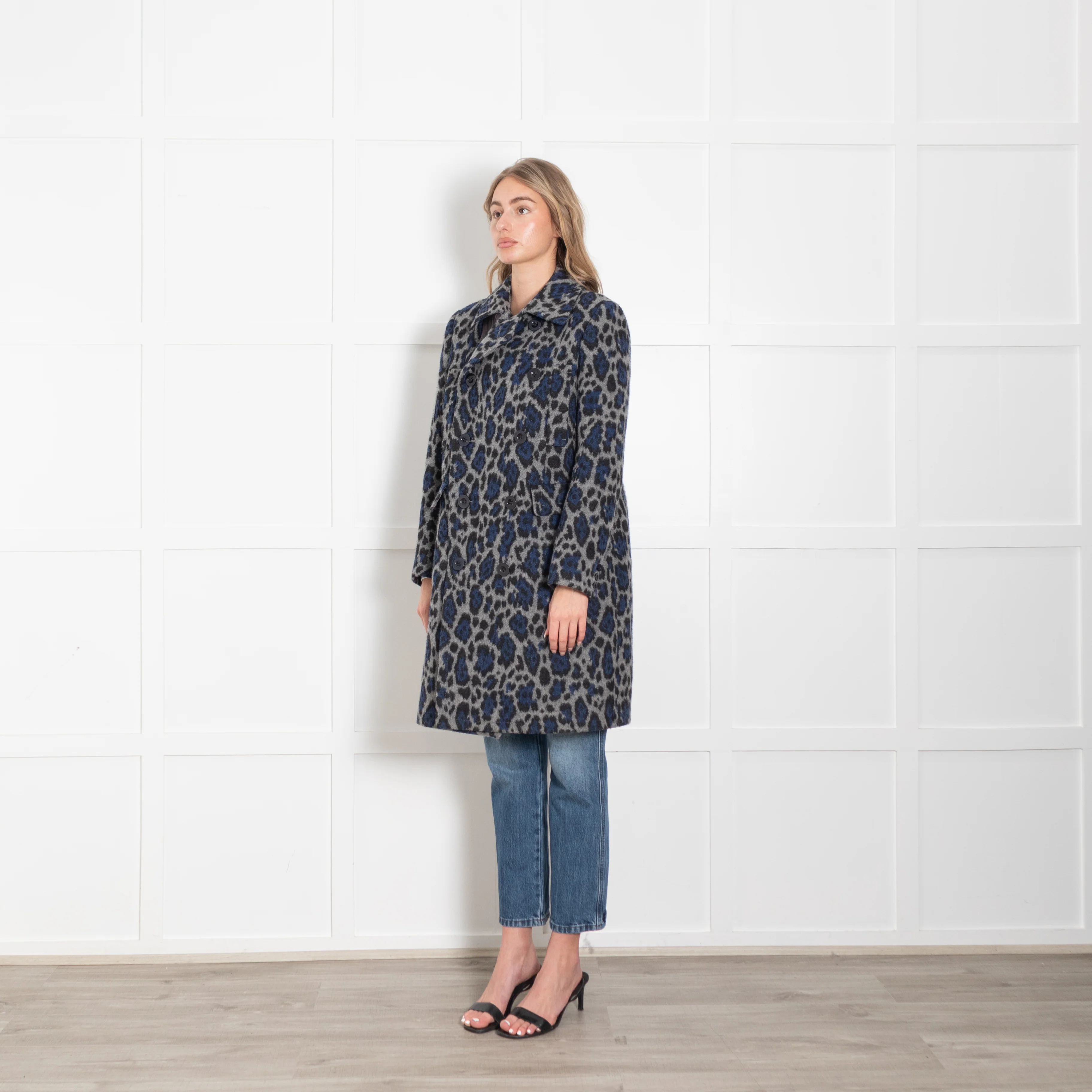 Sacai Grey and Blue Wool Animal Print Jacket - Image 3