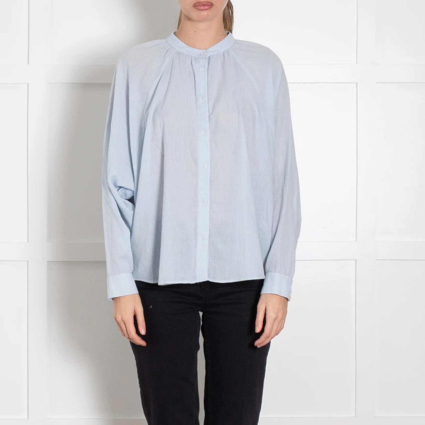 Sacrecoeur Light Blue Textured Fabric Cotton Shirt - Image 2