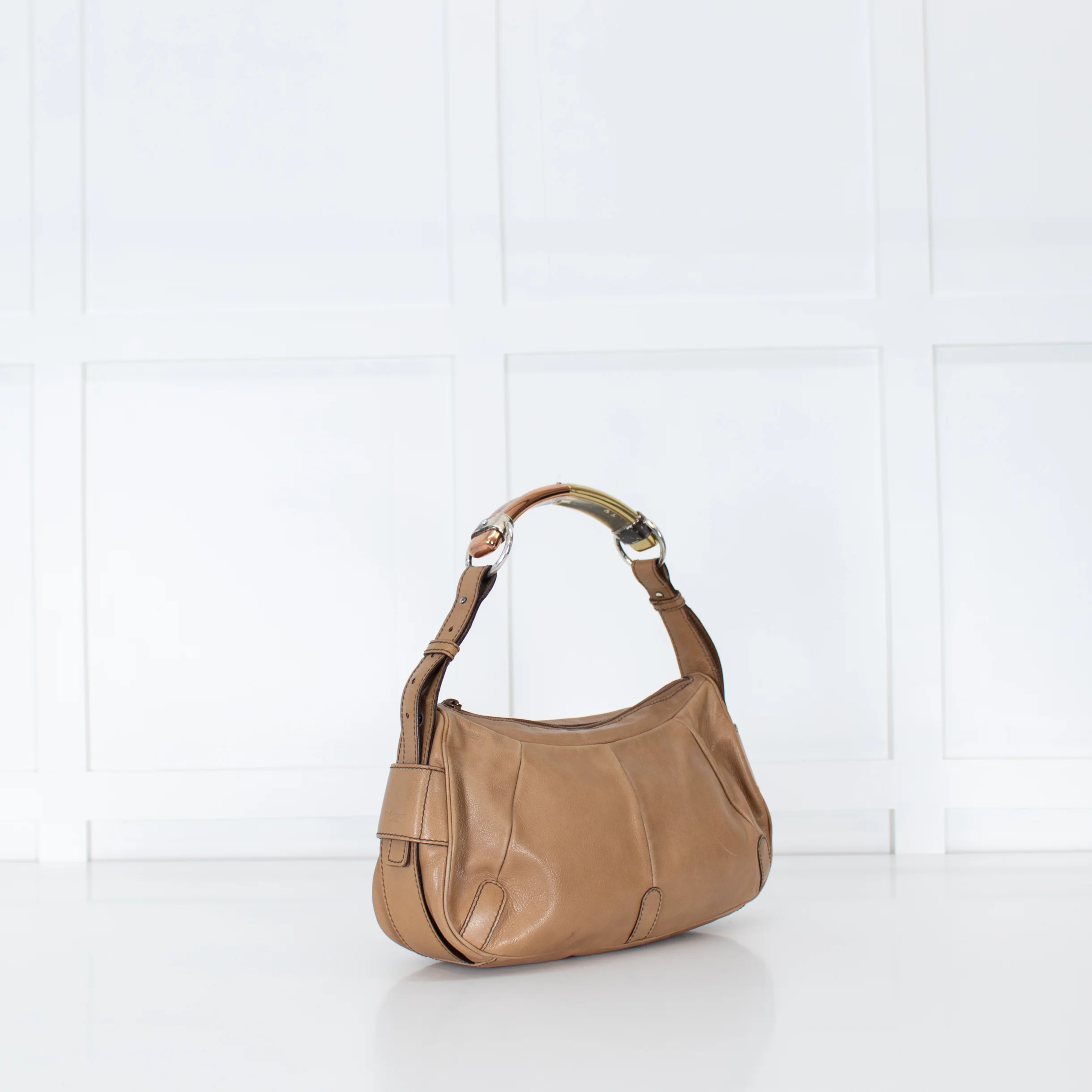 Saint Laurent Beige Mombasa Metal Handle Small Bag - Image 2