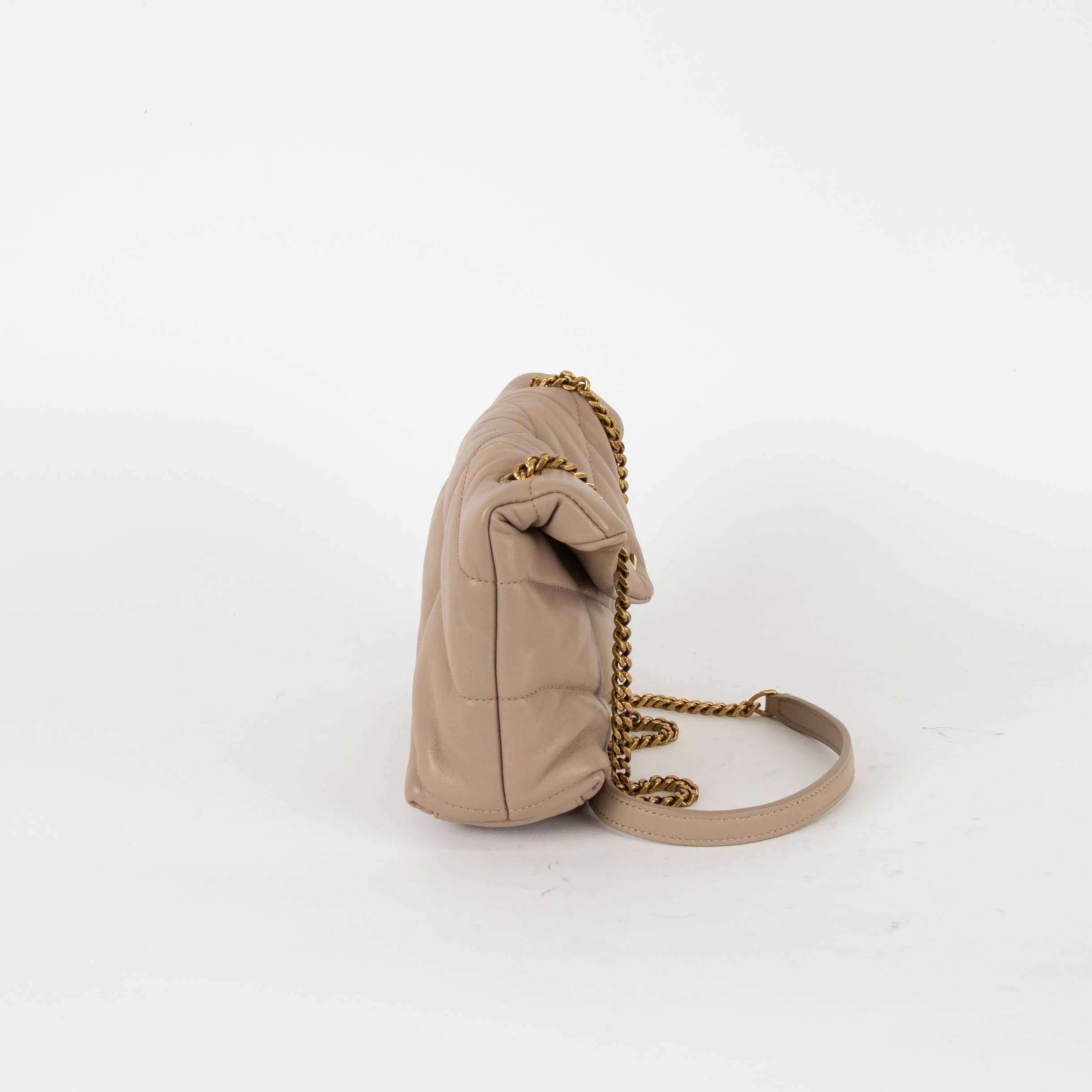 Saint Laurent Beige Quilted LouLou Puffer Bag - Image 4