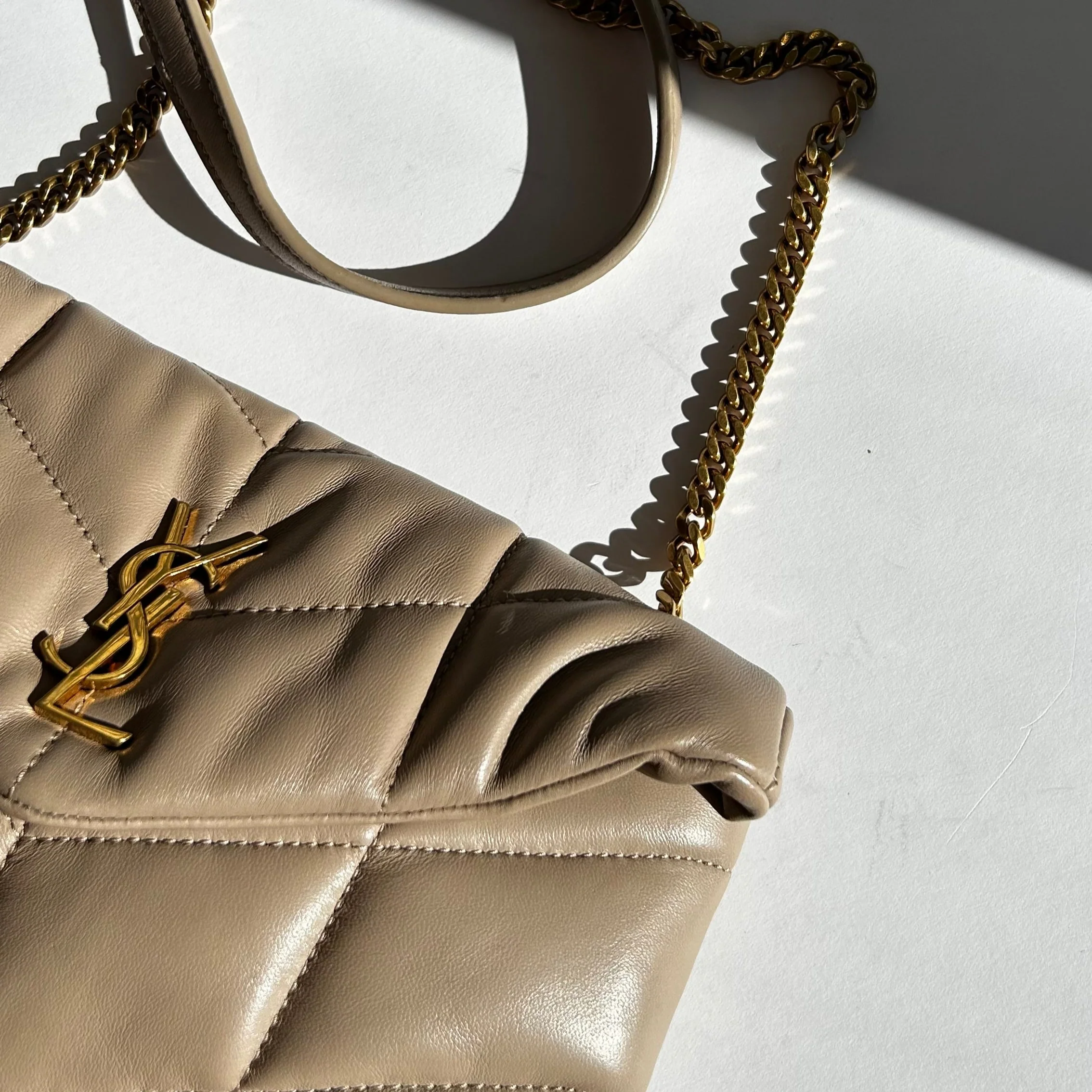 Saint Laurent Beige Quilted LouLou Puffer Bag - Image 9