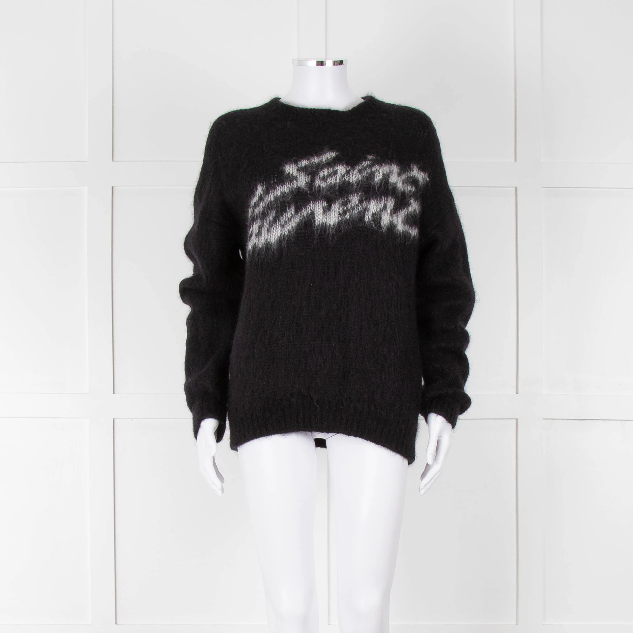 Saint Laurent Black Mohair'Saint Laurent' Motif Jumper