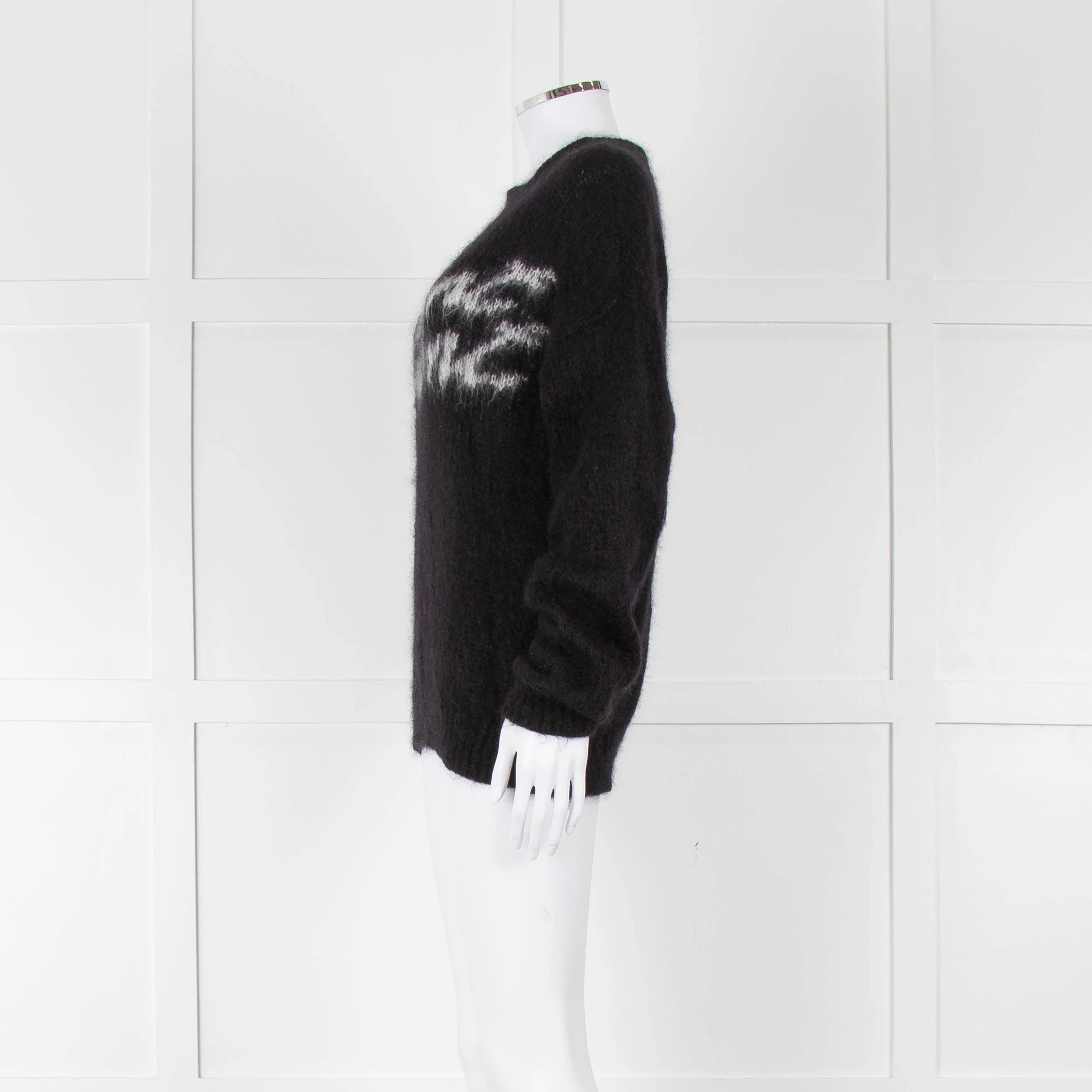 Saint Laurent Black Mohair'Saint Laurent' Motif Jumper - Image 6