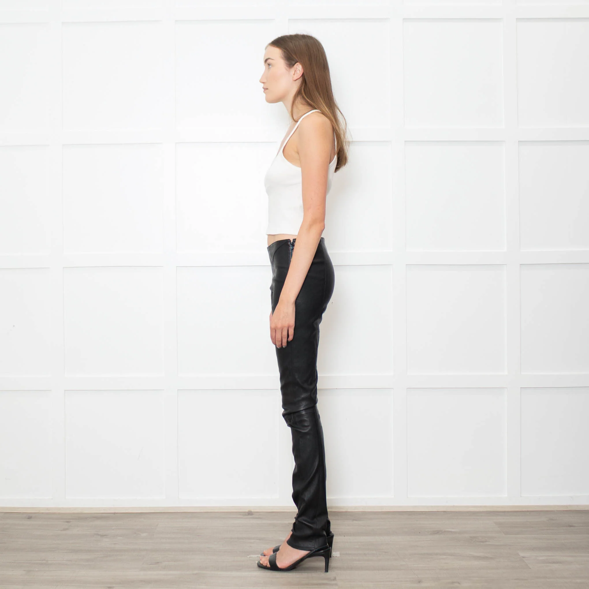 Saint Laurent Black Stretchy Leather Trousers - Image 4