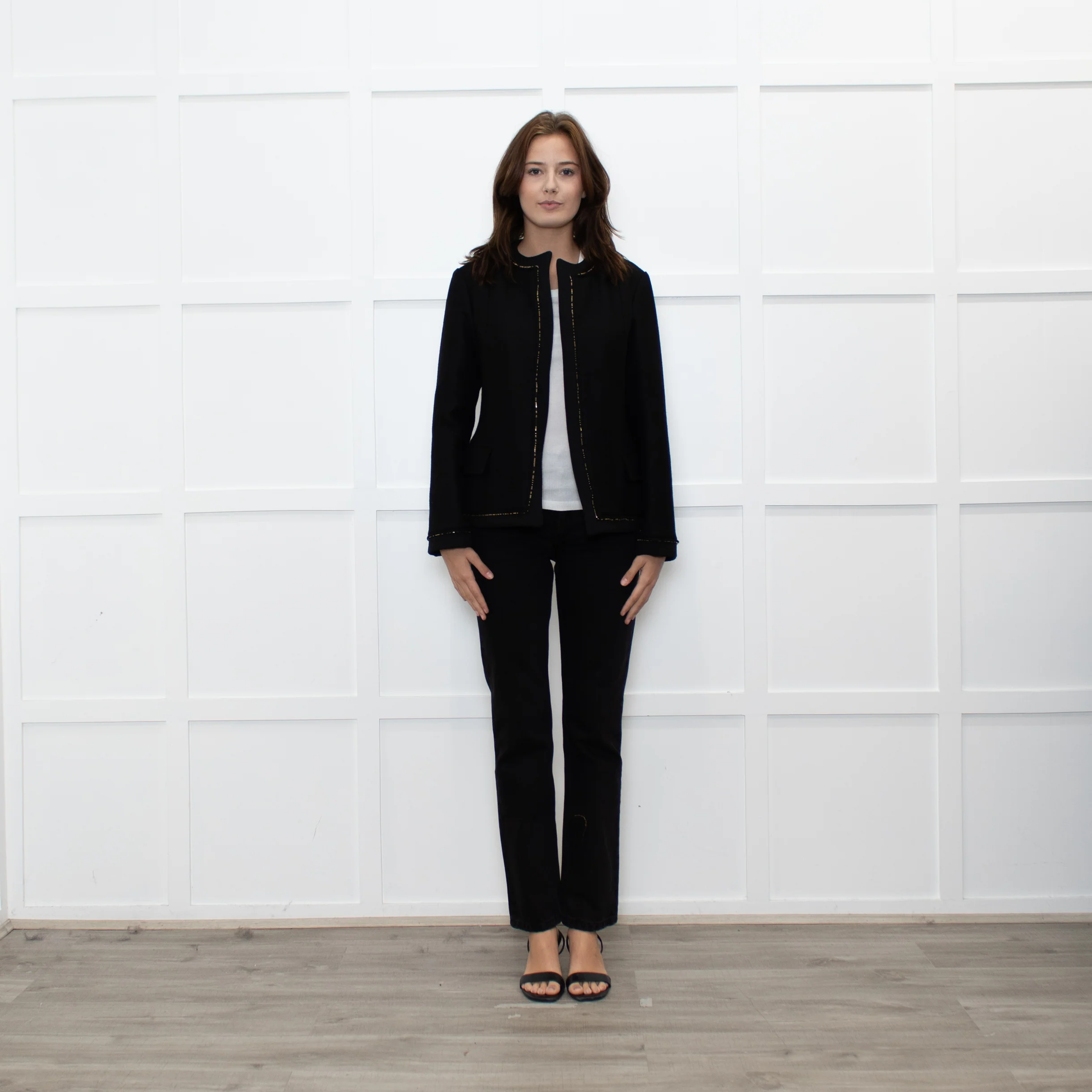 Saint Laurent Black Zip Trim Detail Wool Belted Jacket