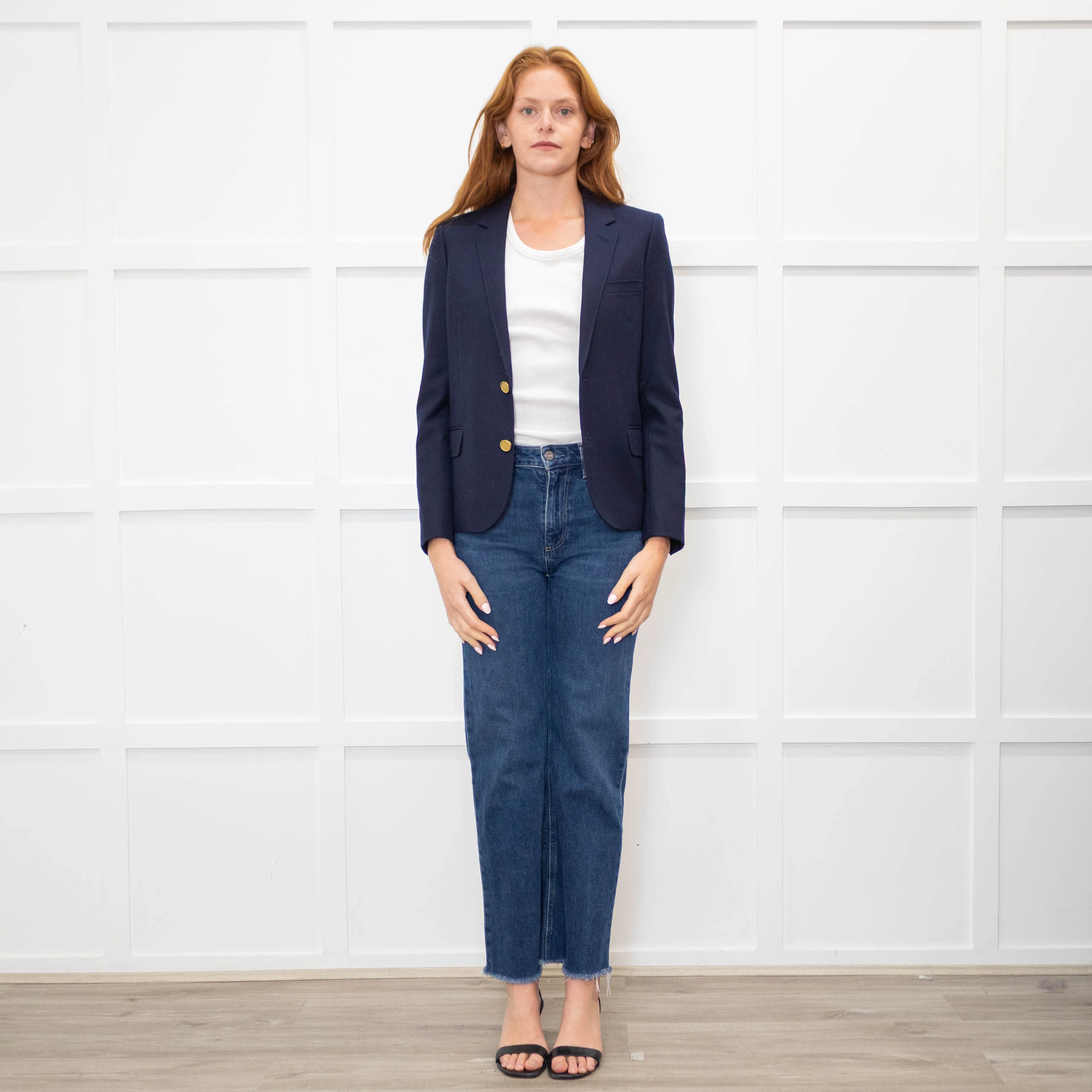 Saint Laurent Navy Blue Wool Tailored Blazer