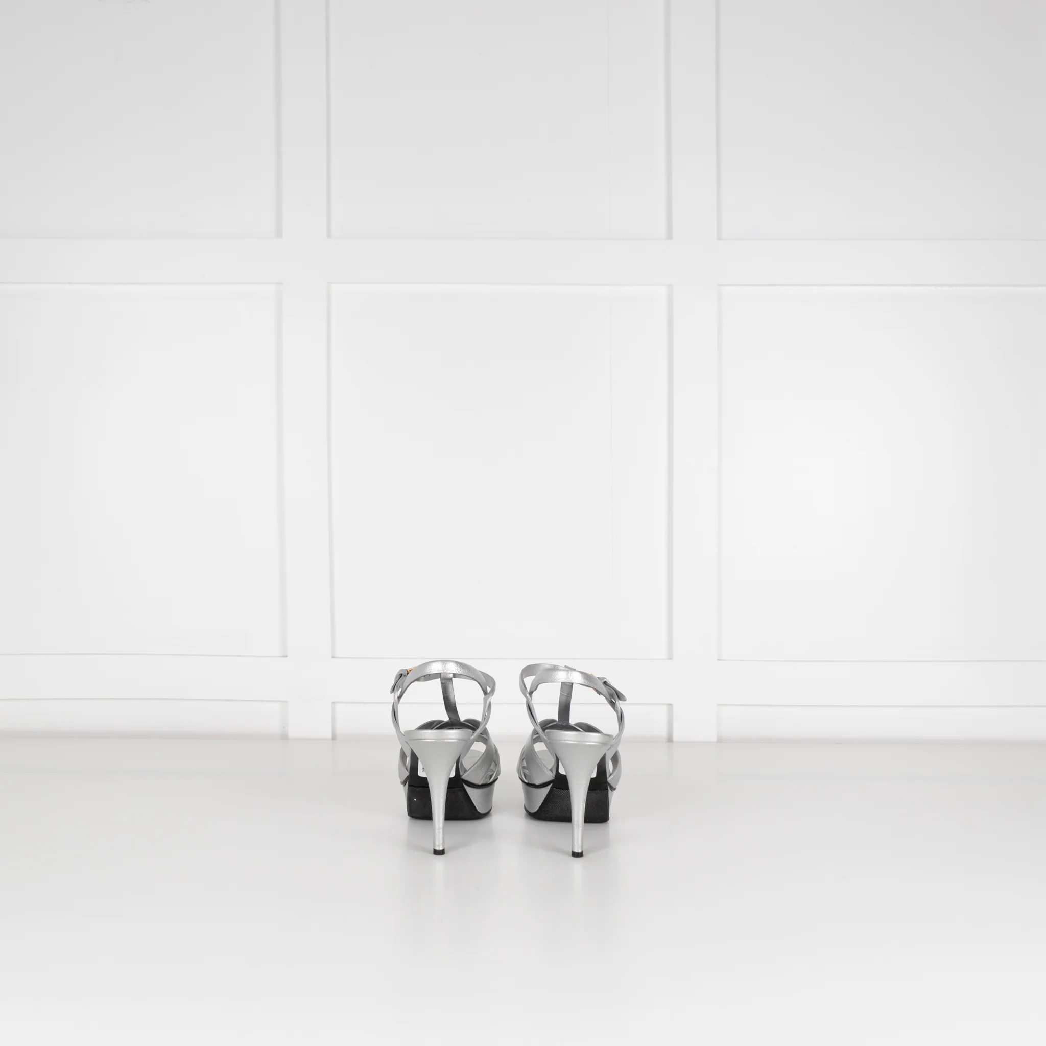 Saint Laurent Silver Leather Tribute Sandals - Image 5