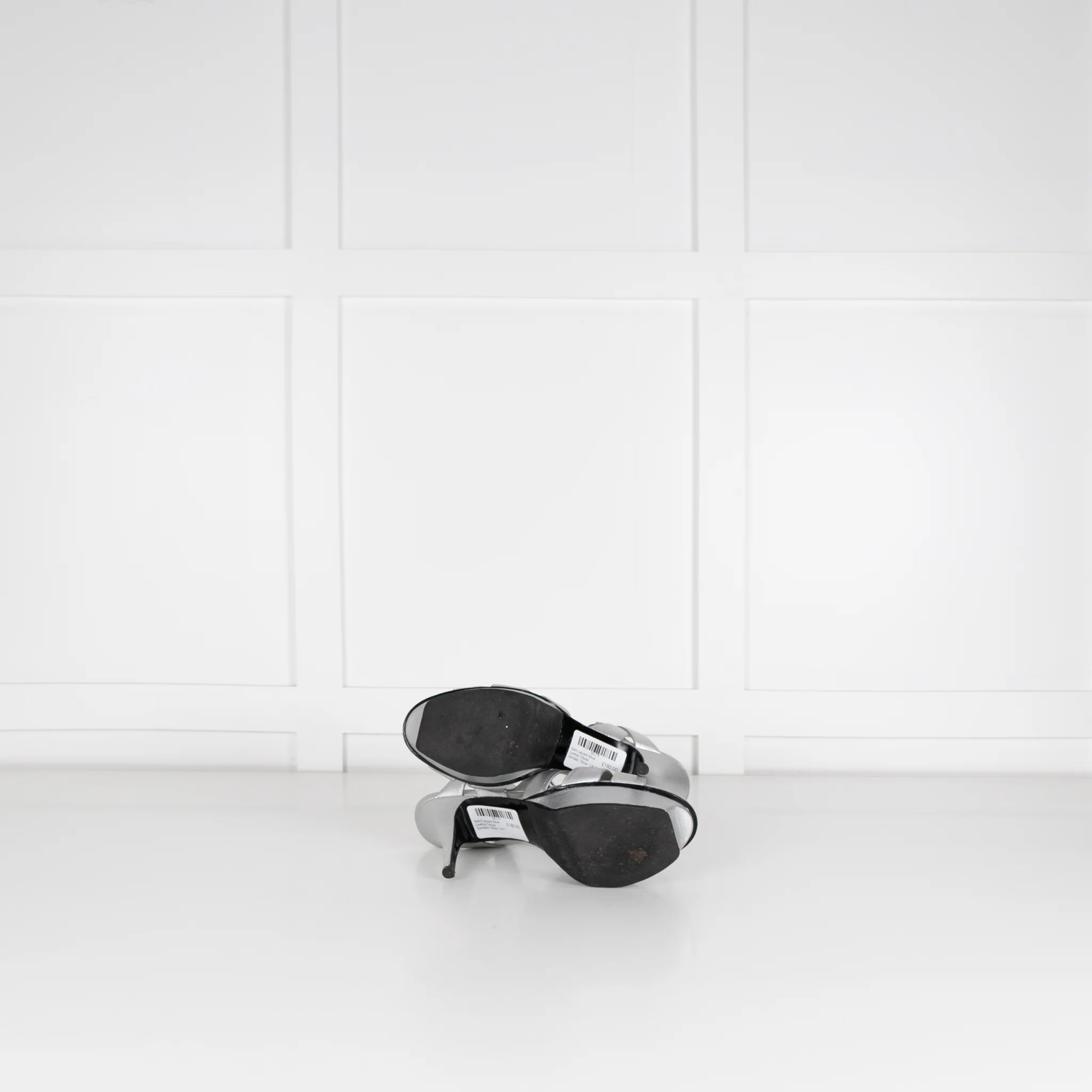 Saint Laurent Silver Leather Tribute Sandals - Image 8