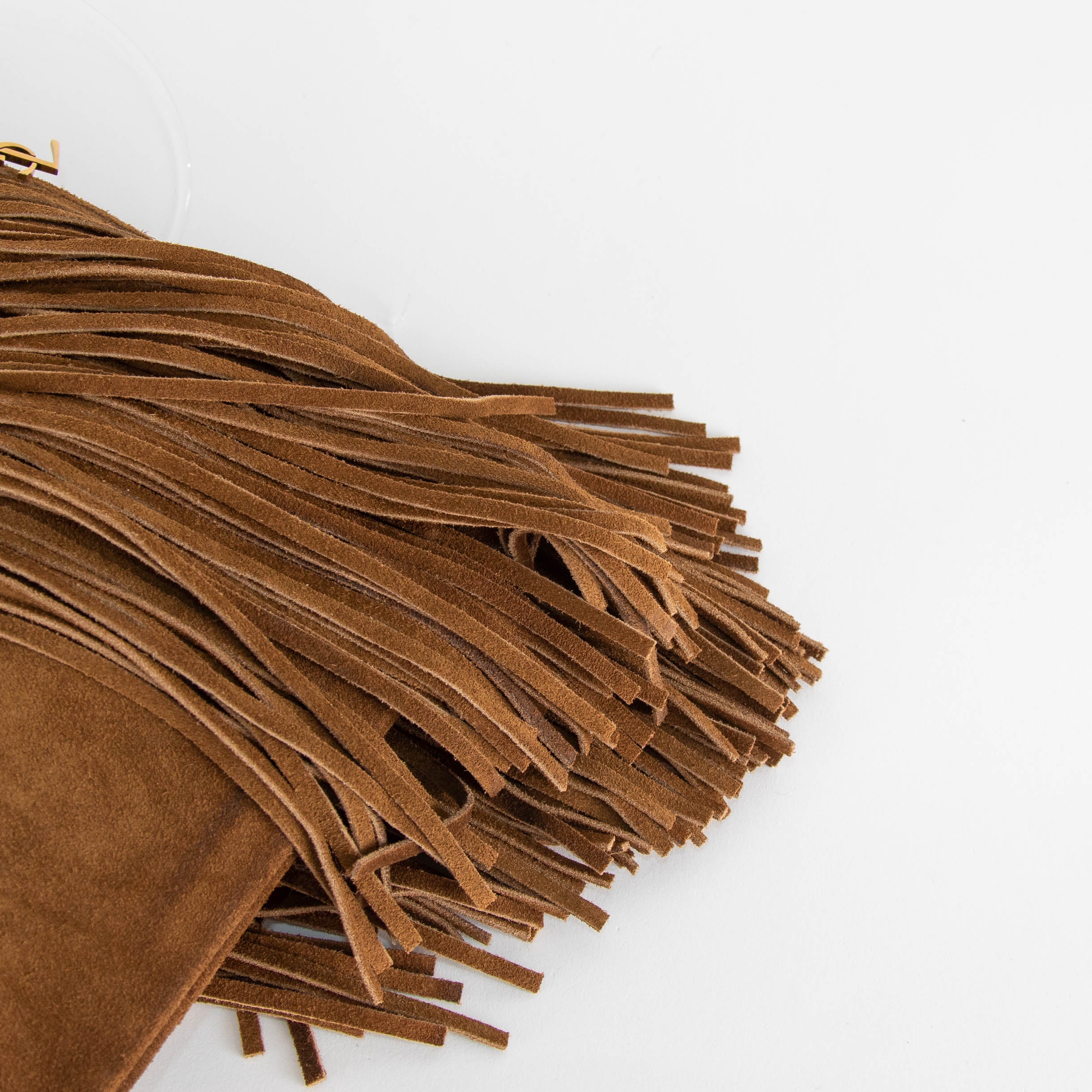 Saint Laurent The Grace Fringed Tan Bag Gold Chain - Image 7