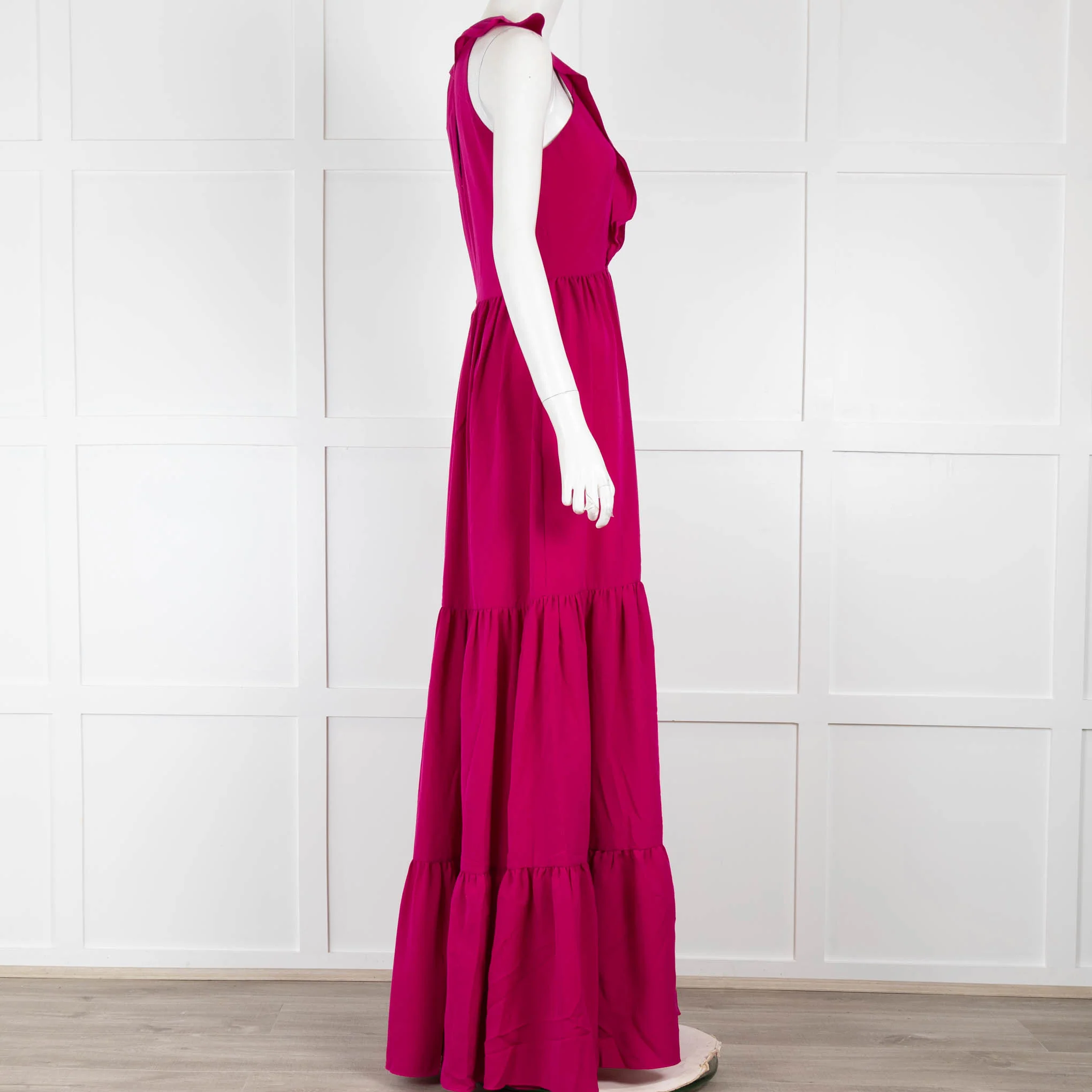Saloni Fuchsia Tiered  Sleeveless Maxi Dress - Image 2